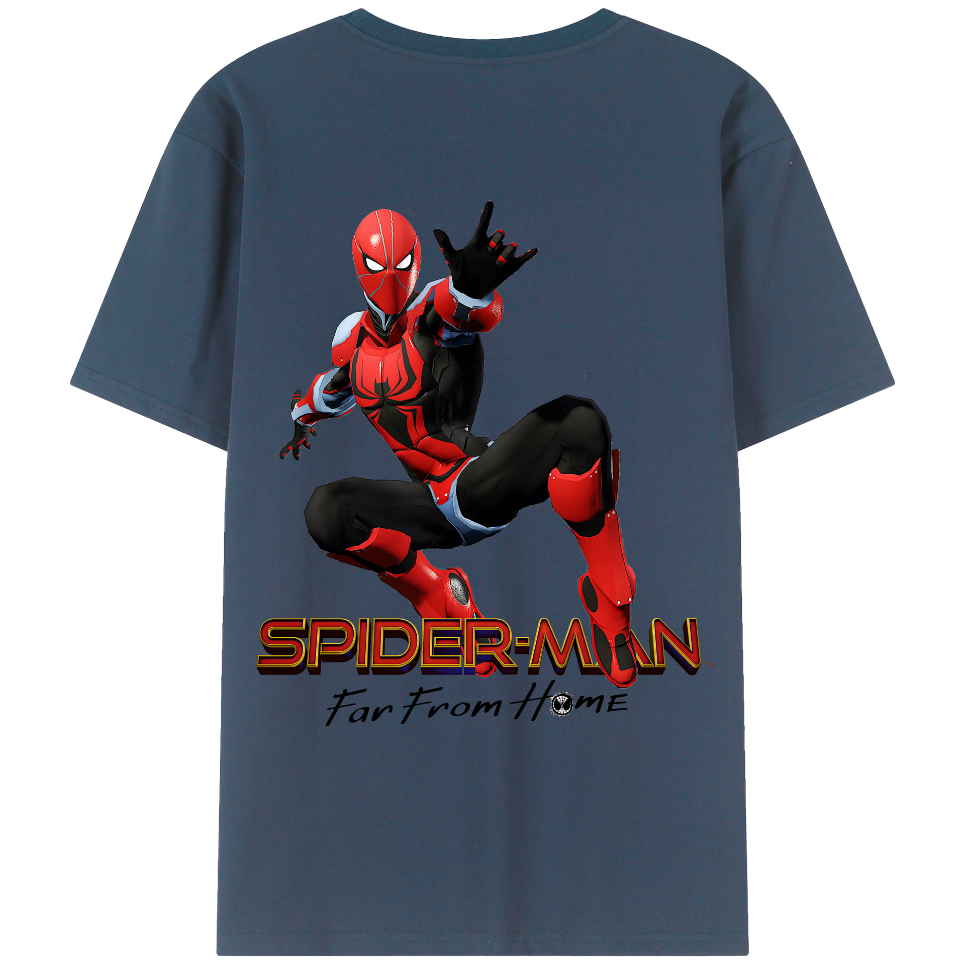 （画像用） Spider Man スパイダーマン 綿100％ メンズ半袖Tシャツ（バックプリント） 通気性