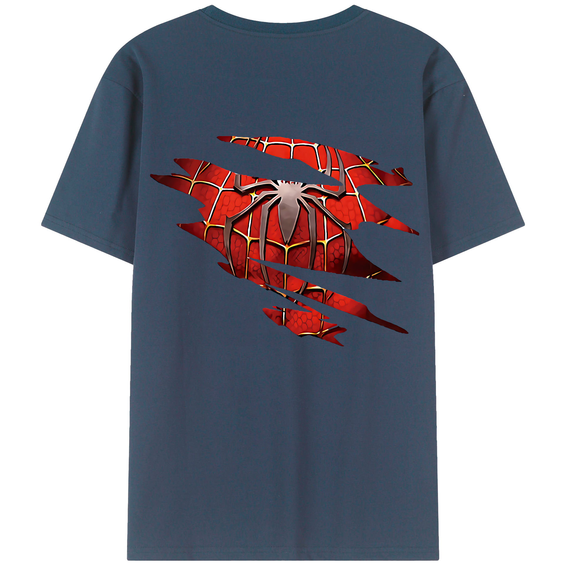 （画像用） Spider Man スパイダーマン 綿100％ メンズ半袖Tシャツ（バックプリント） 通気性