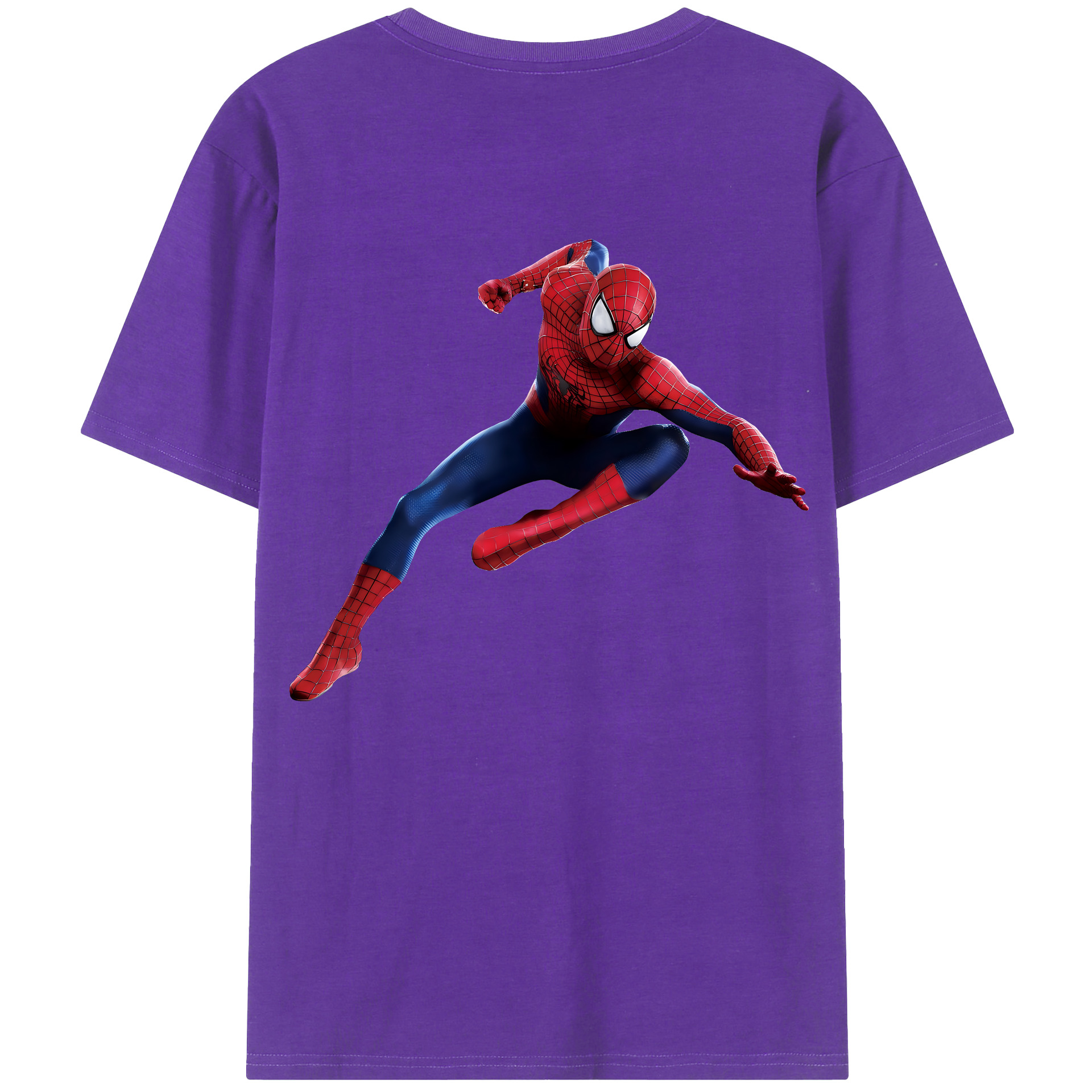 （画像用） Spider Man スパイダーマン 綿100％ メンズ半袖Tシャツ（バックプリント） 通気性