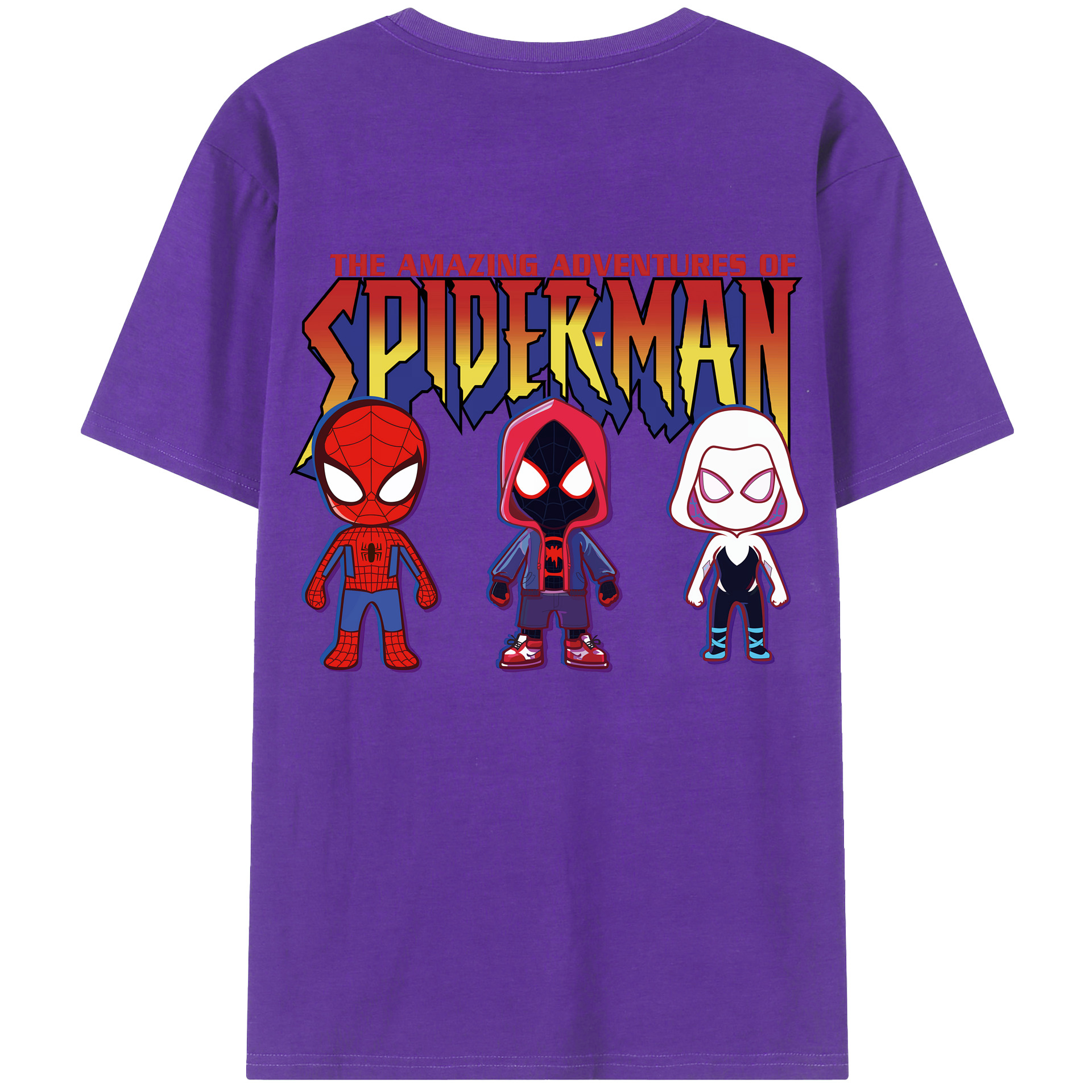 （画像用） Spider Man スパイダーマン 綿100％ メンズ半袖Tシャツ（バックプリント） 通気性