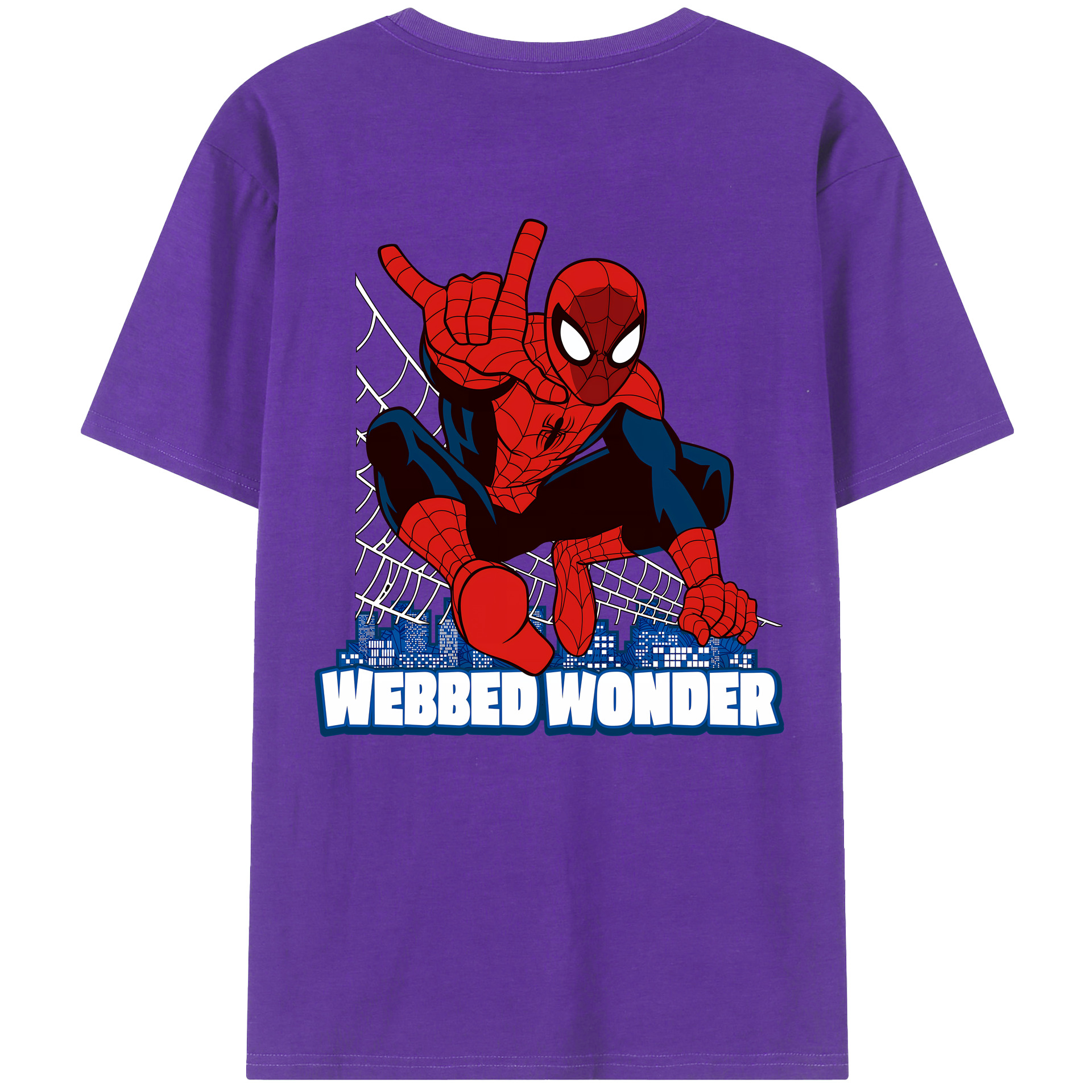 （画像用） Spider Man スパイダーマン 綿100％ メンズ半袖Tシャツ（バックプリント） 通気性