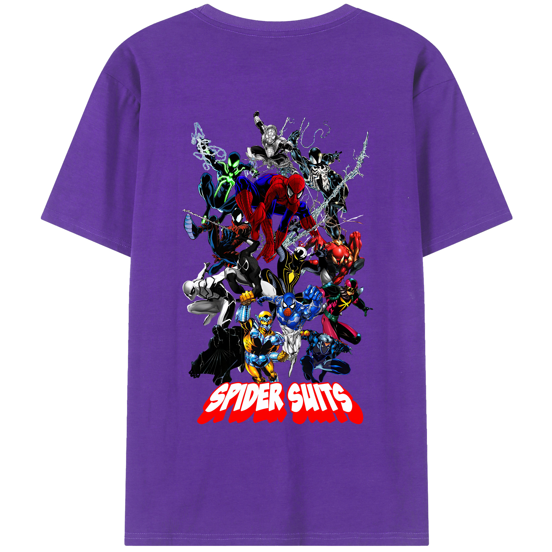 （画像用） Spider Man スパイダーマン 綿100％ メンズ半袖Tシャツ（バックプリント） 通気性