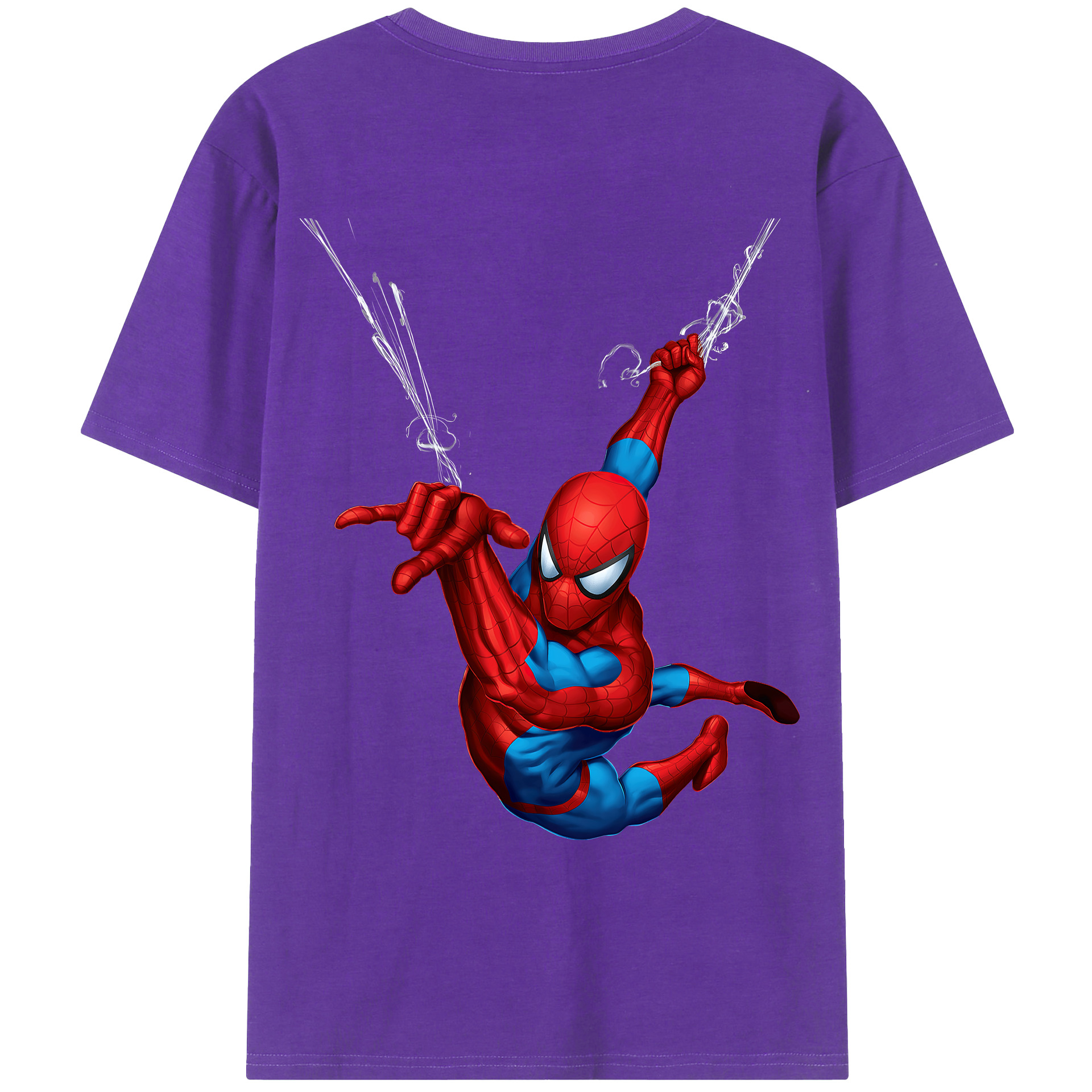 （画像用） Spider Man スパイダーマン 綿100％ メンズ半袖Tシャツ（バックプリント） 通気性