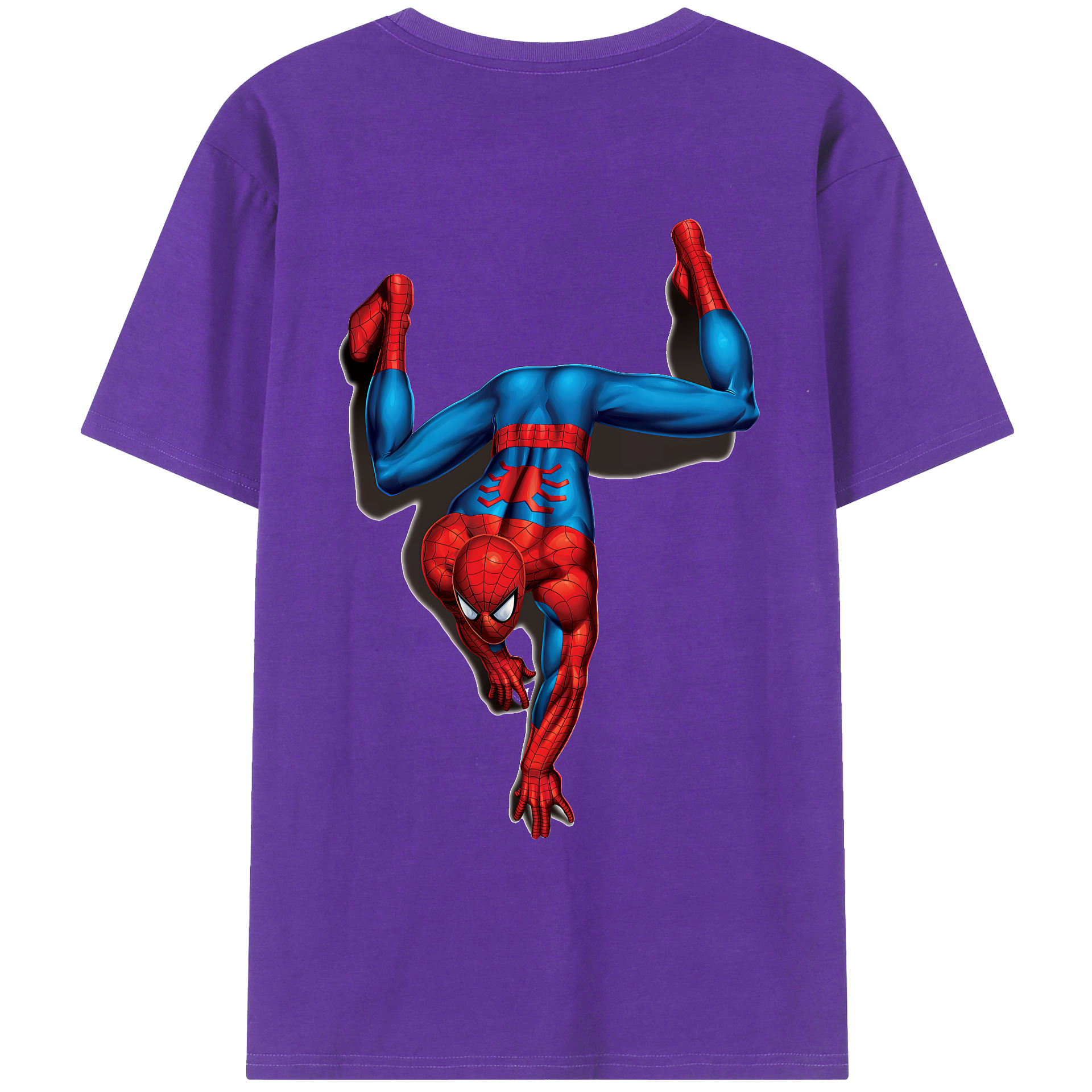 （画像用） Spider Man スパイダーマン 綿100％ メンズ半袖Tシャツ（バックプリント） 通気性