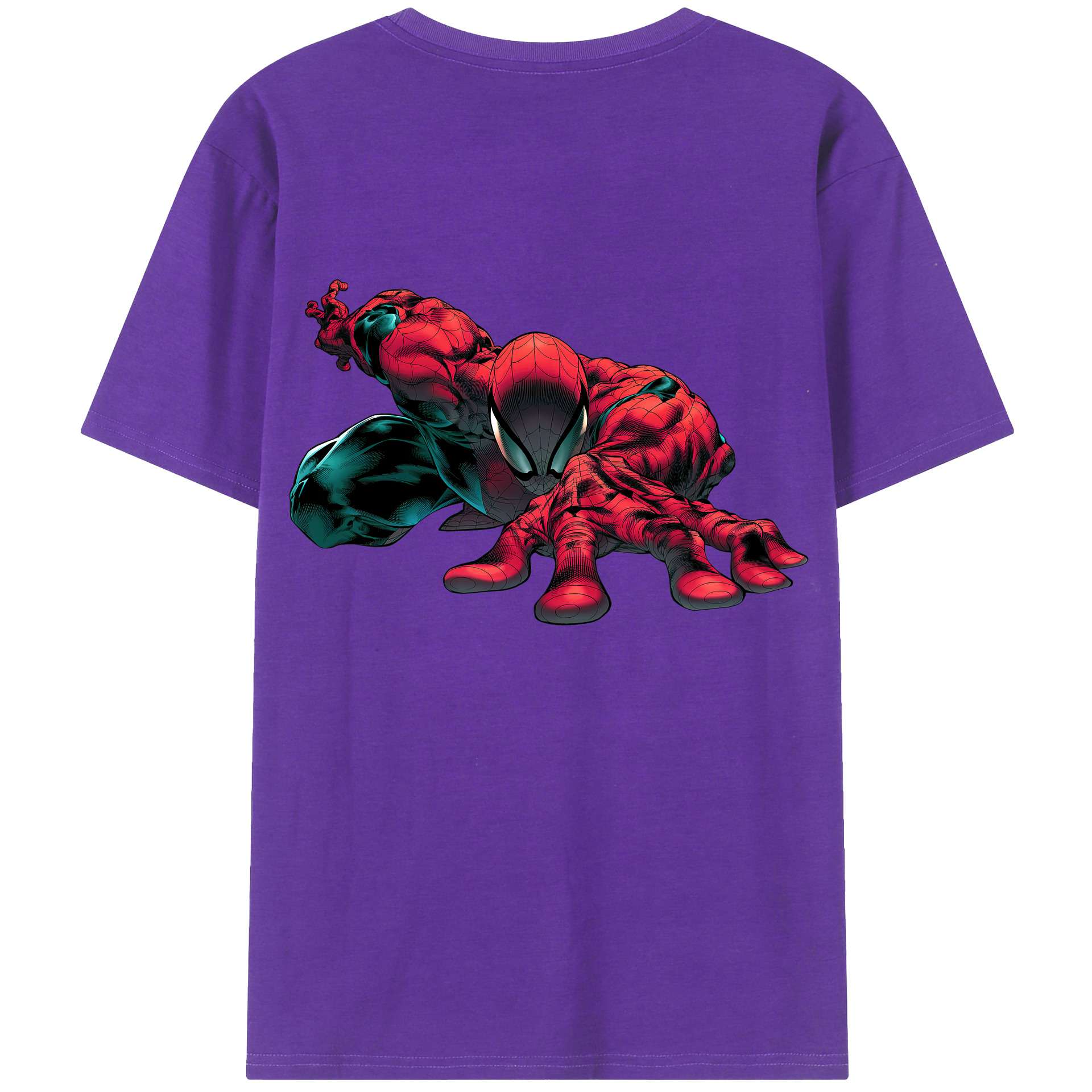 （画像用） Spider Man スパイダーマン 綿100％ メンズ半袖Tシャツ（バックプリント） 通気性