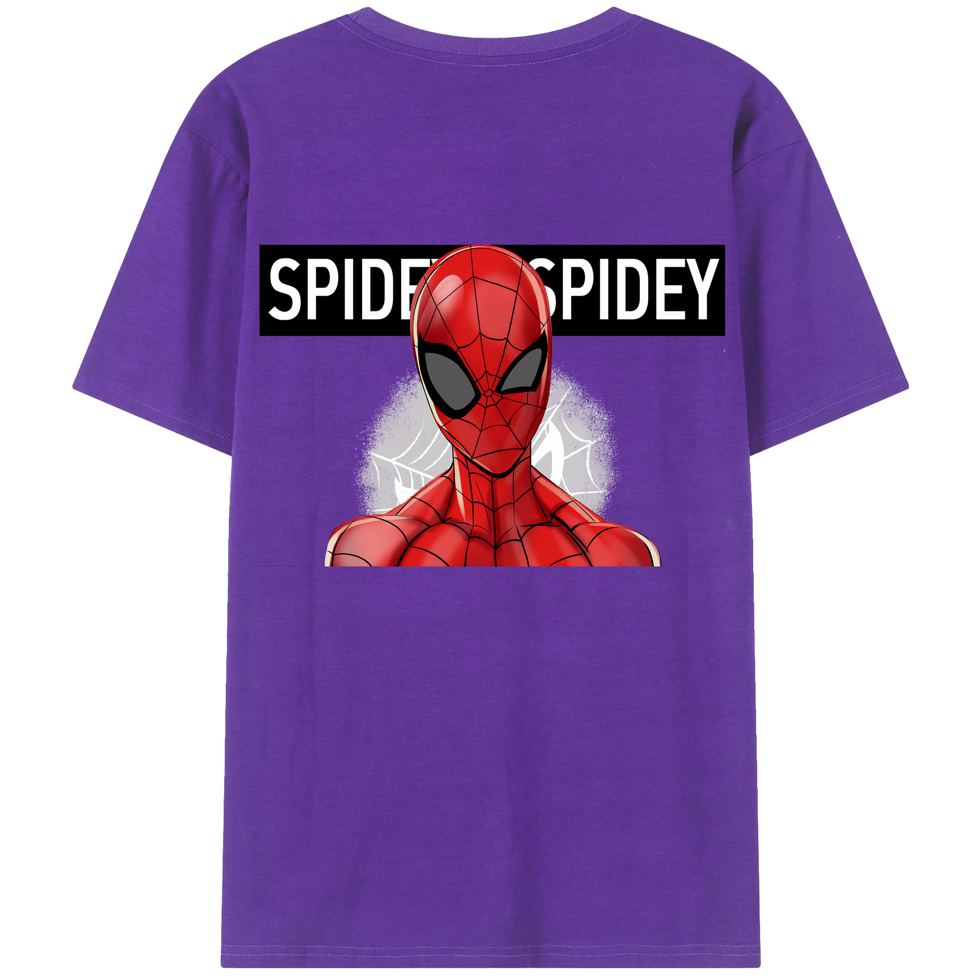 （画像用） Spider Man スパイダーマン 綿100％ メンズ半袖Tシャツ（バックプリント） 通気性