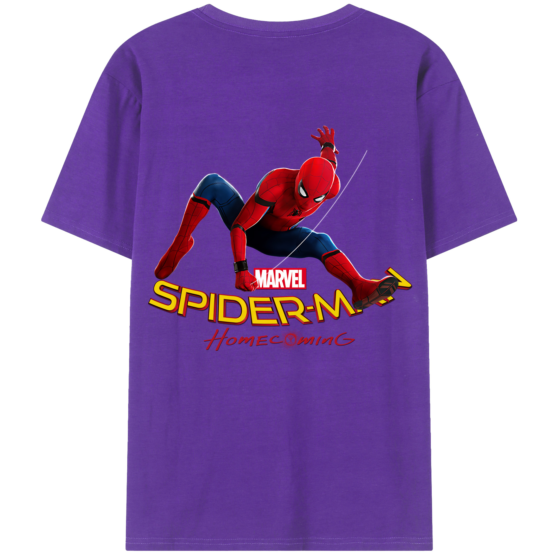 （画像用） Spider Man スパイダーマン 綿100％ メンズ半袖Tシャツ（バックプリント） 通気性