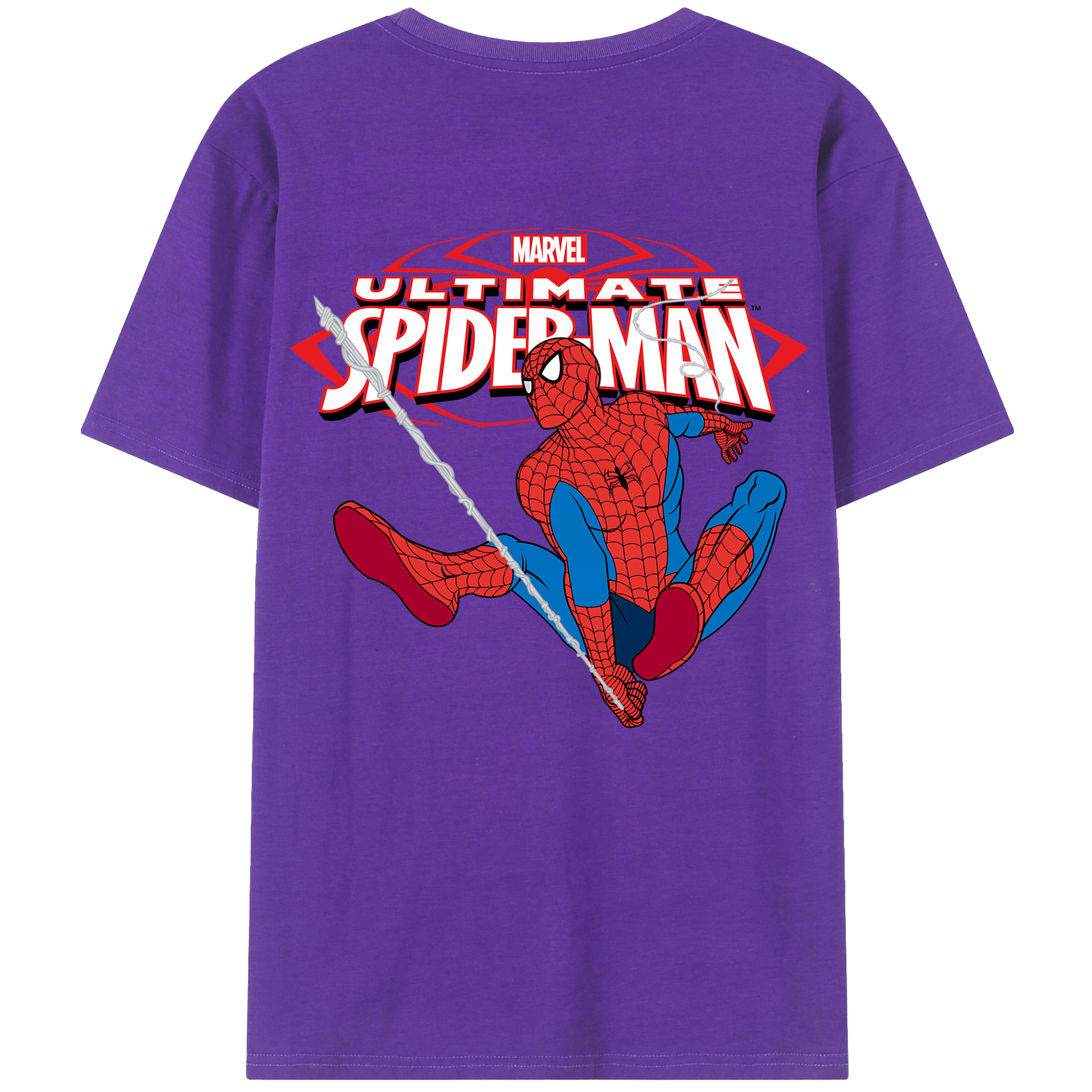 （画像用） Spider Man スパイダーマン 綿100％ メンズ半袖Tシャツ（バックプリント） 通気性