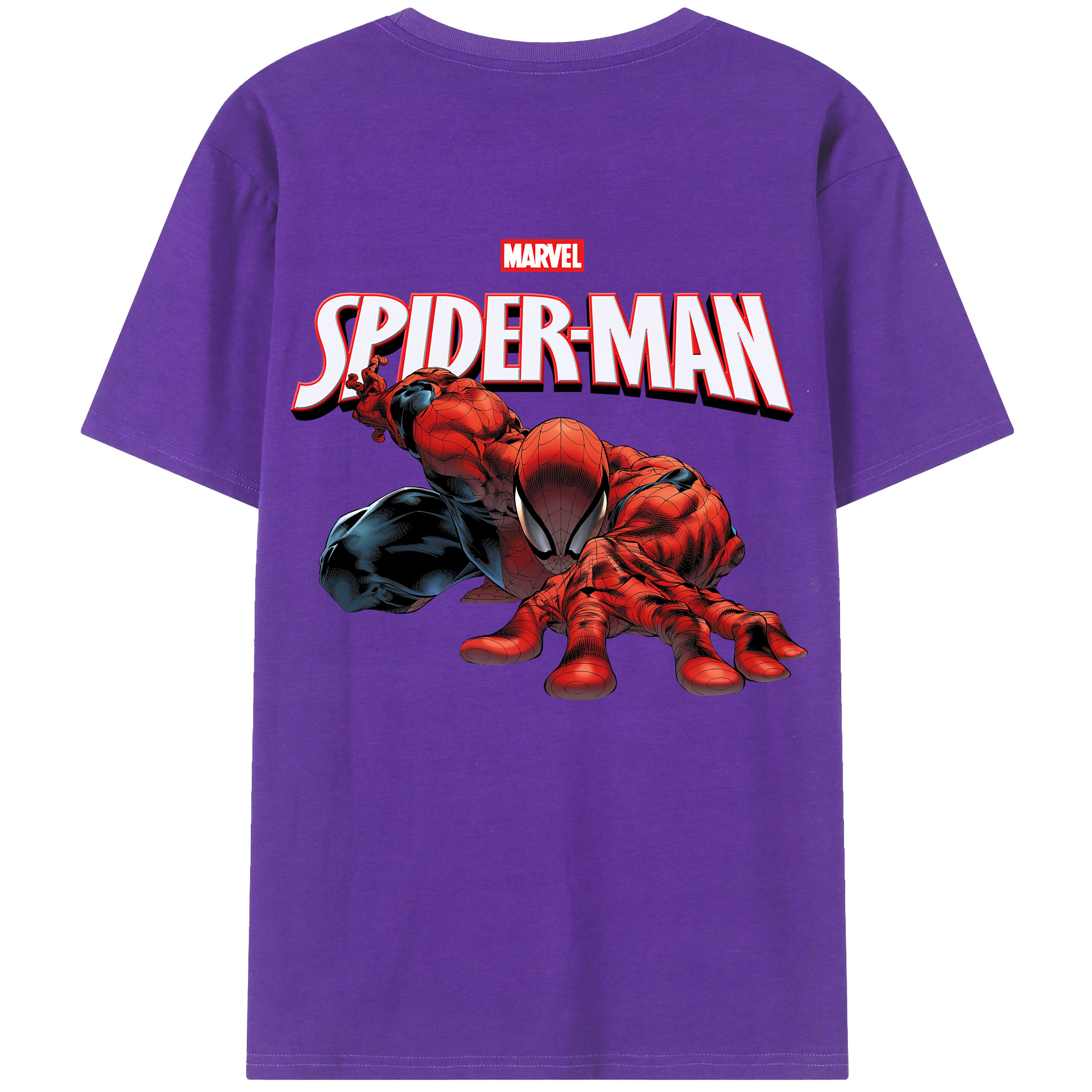 （画像用） Spider Man スパイダーマン 綿100％ メンズ半袖Tシャツ（バックプリント） 通気性