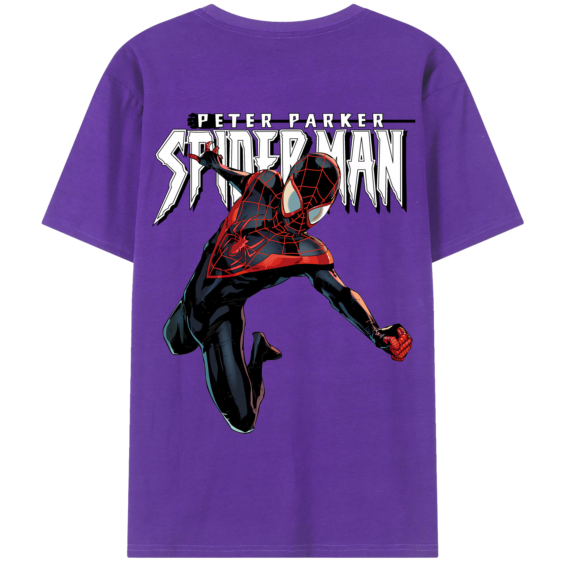 （画像用） Spider Man スパイダーマン 綿100％ メンズ半袖Tシャツ（バックプリント） 通気性