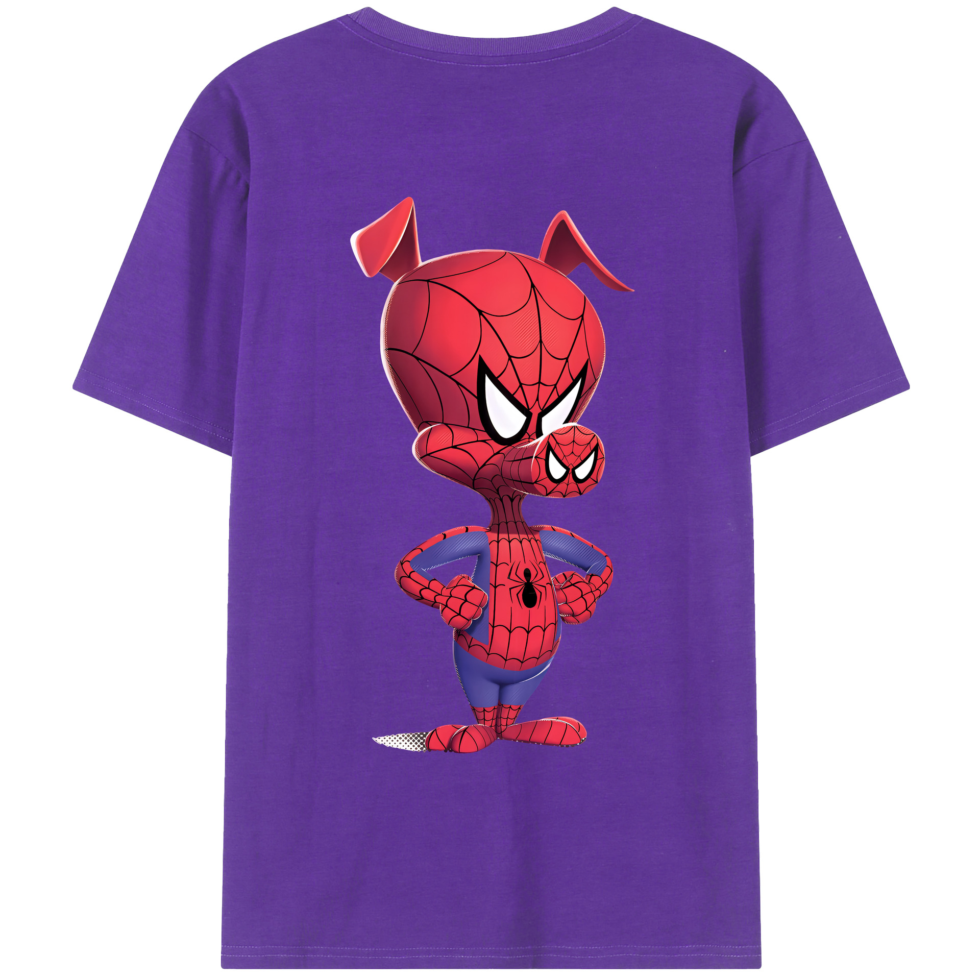 （画像用） Spider Man スパイダーマン 綿100％ メンズ半袖Tシャツ（バックプリント） 通気性