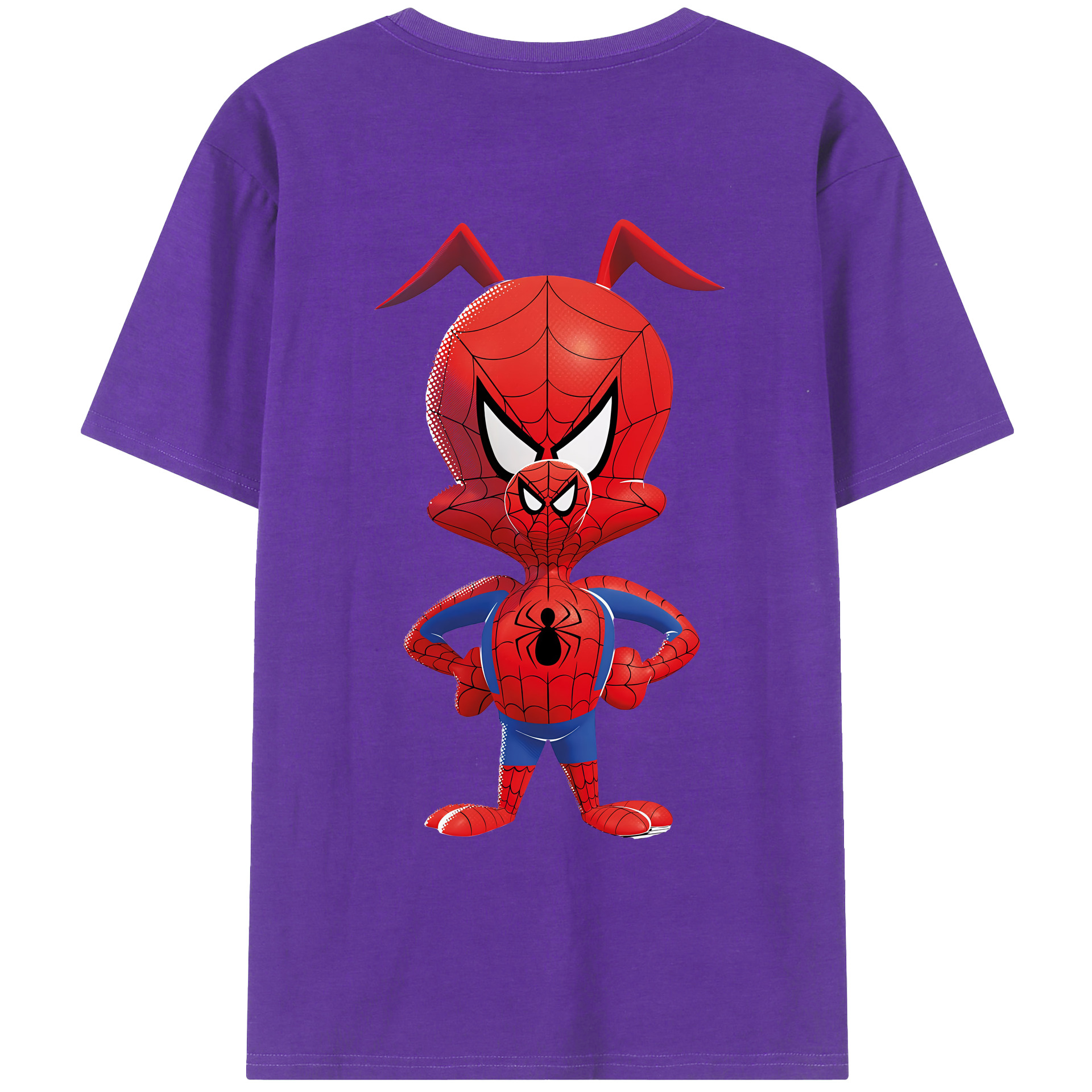（画像用） Spider Man スパイダーマン 綿100％ メンズ半袖Tシャツ（バックプリント） 通気性