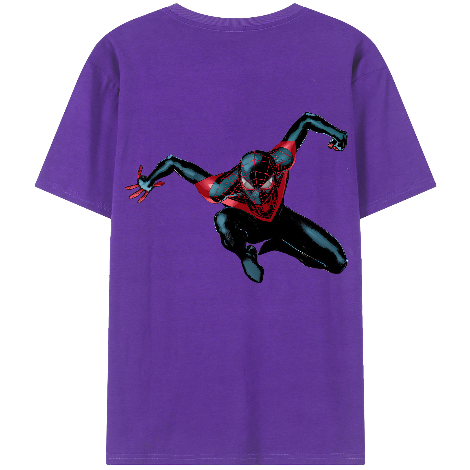 （画像用） Spider Man スパイダーマン 綿100％ メンズ半袖Tシャツ（バックプリント） 通気性
