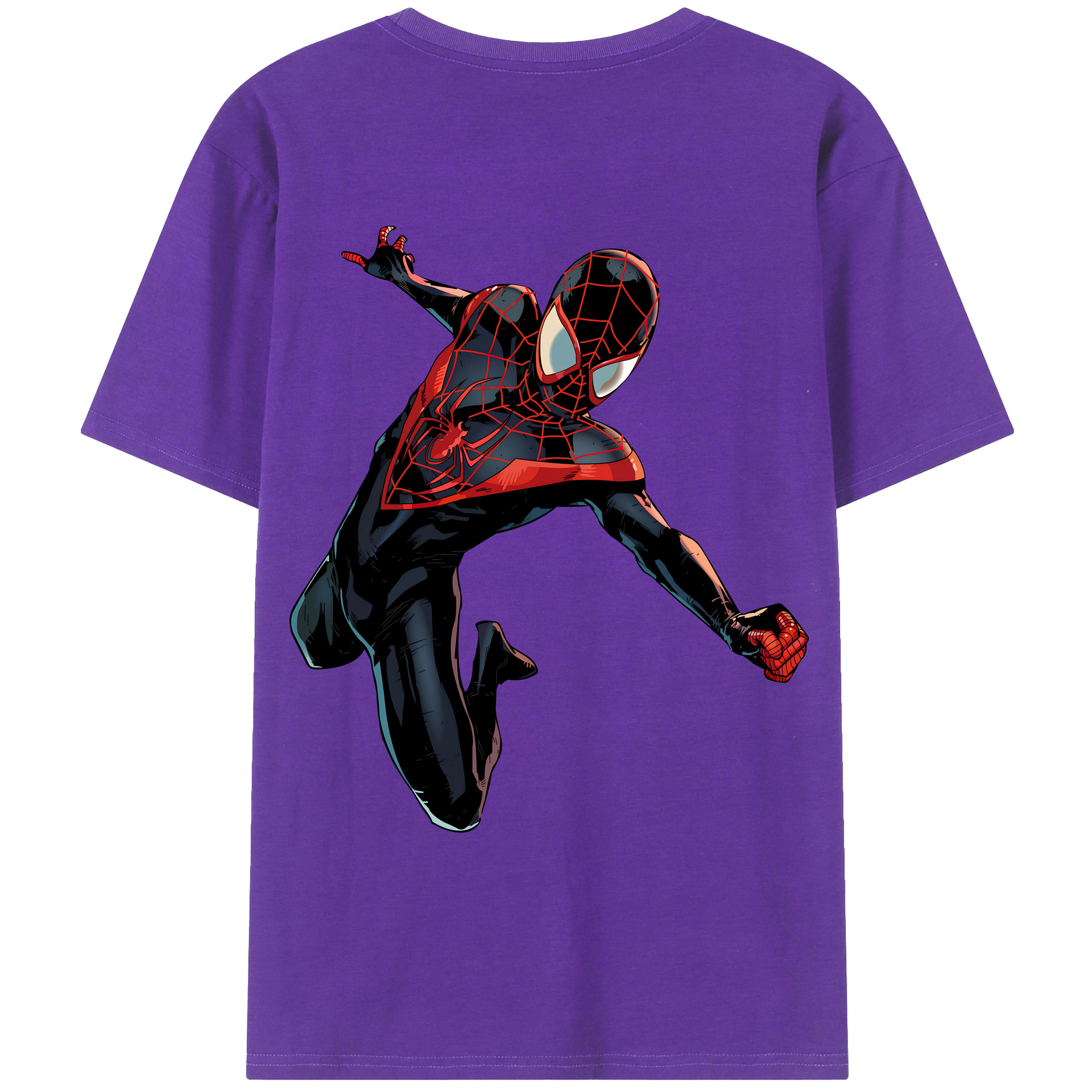 （画像用） Spider Man スパイダーマン 綿100％ メンズ半袖Tシャツ（バックプリント） 通気性