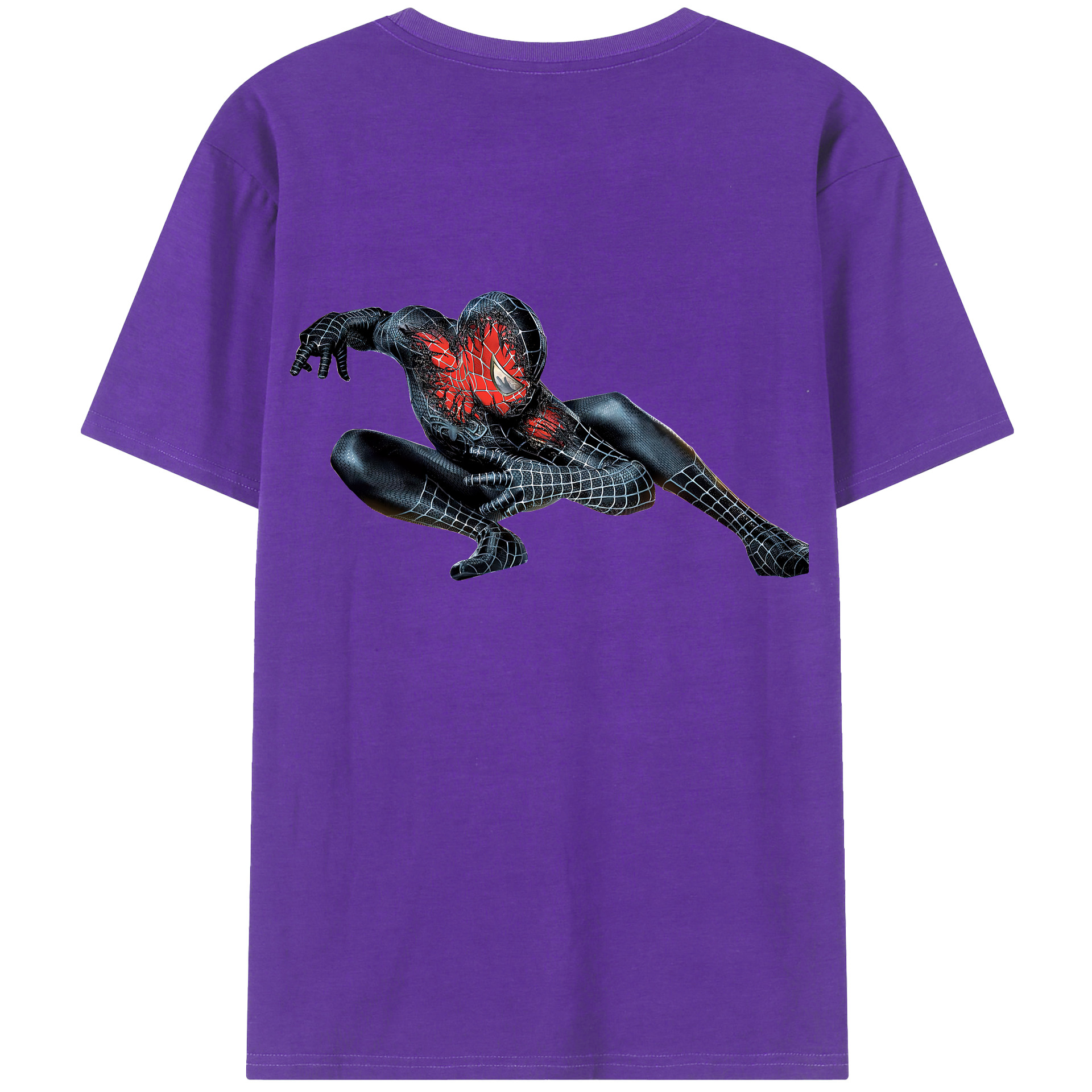 （画像用） Spider Man スパイダーマン 綿100％ メンズ半袖Tシャツ（バックプリント） 通気性