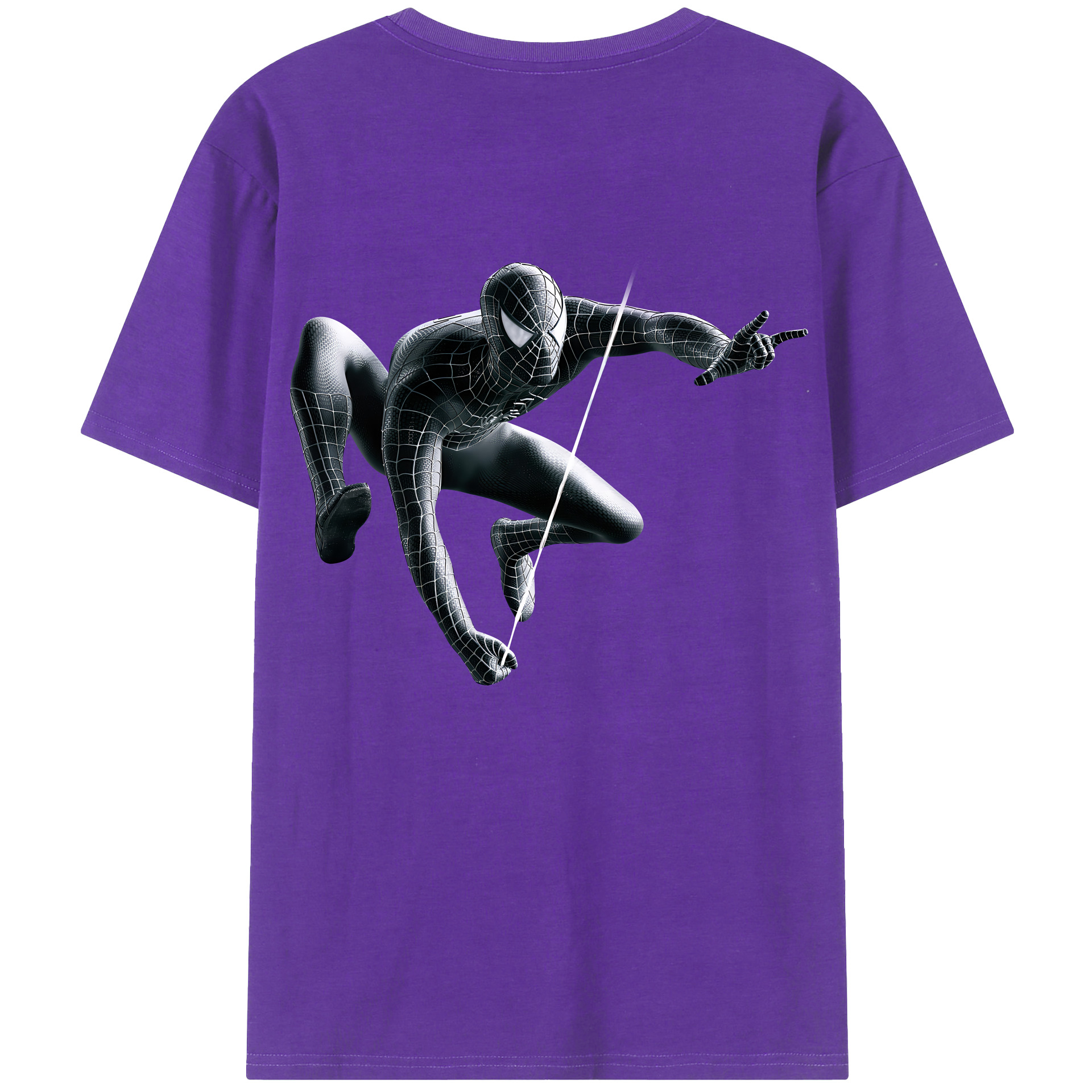 （画像用） Spider Man スパイダーマン 綿100％ メンズ半袖Tシャツ（バックプリント） 通気性