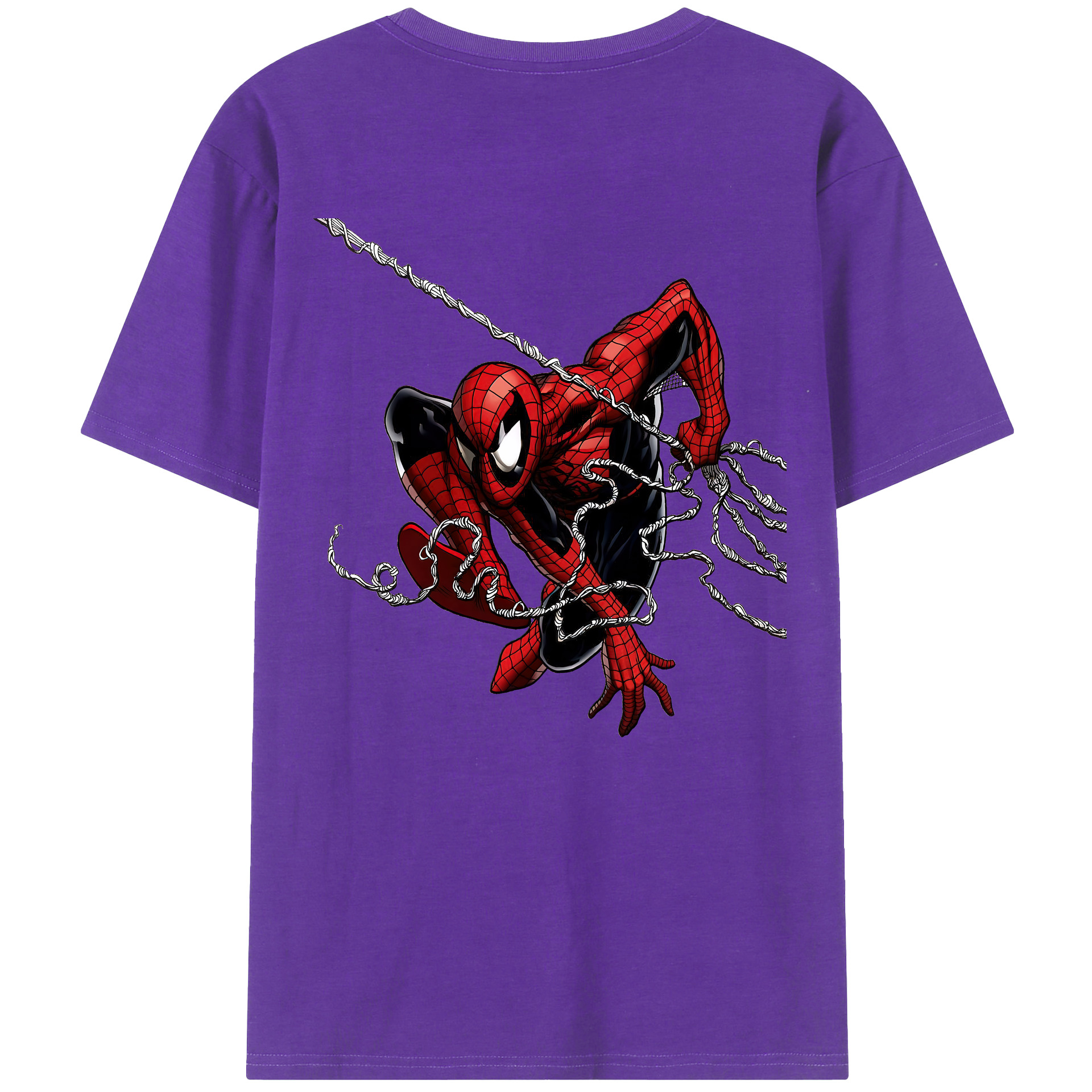 （画像用） Spider Man スパイダーマン 綿100％ メンズ半袖Tシャツ（バックプリント） 通気性
