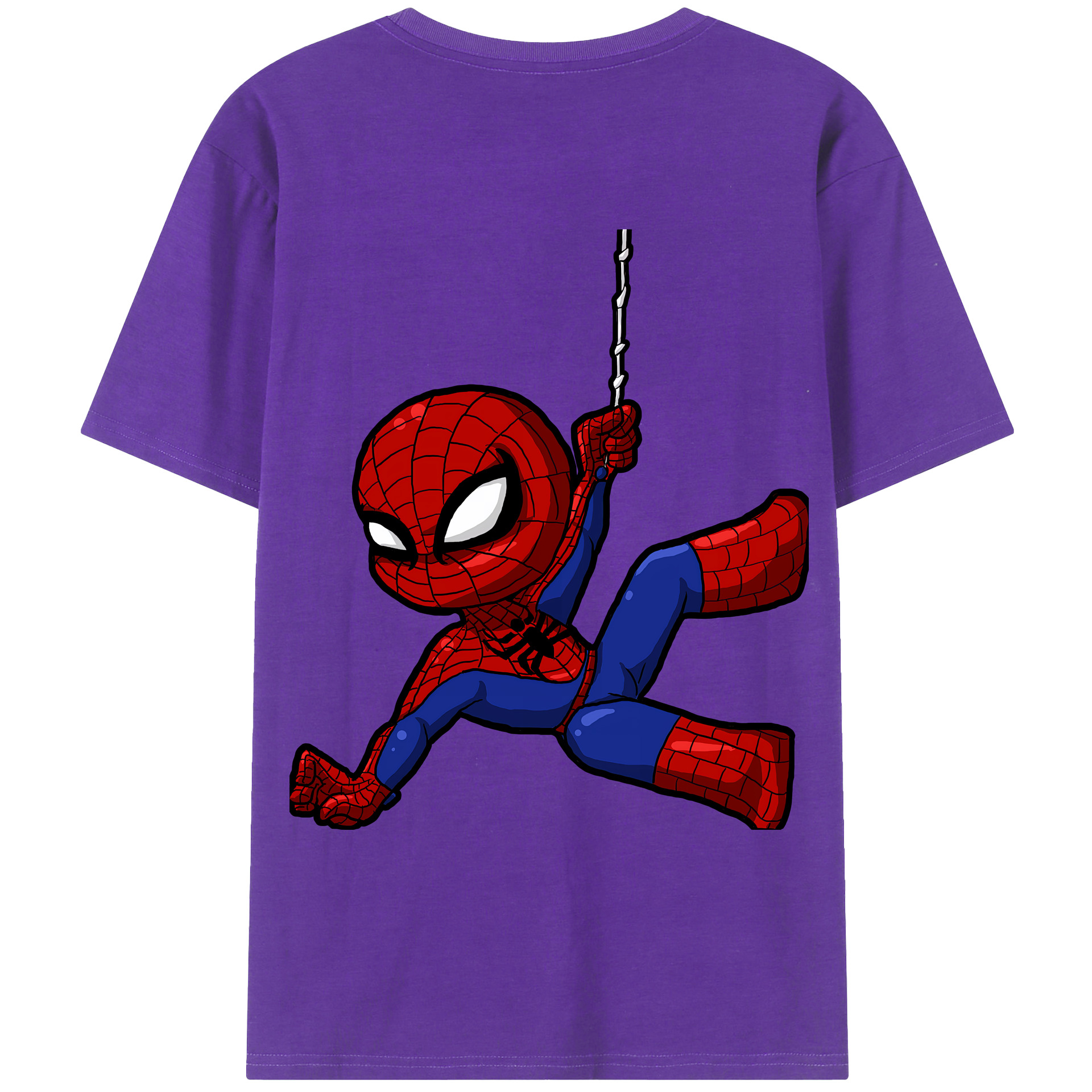 （画像用） Spider Man スパイダーマン 綿100％ メンズ半袖Tシャツ（バックプリント） 通気性