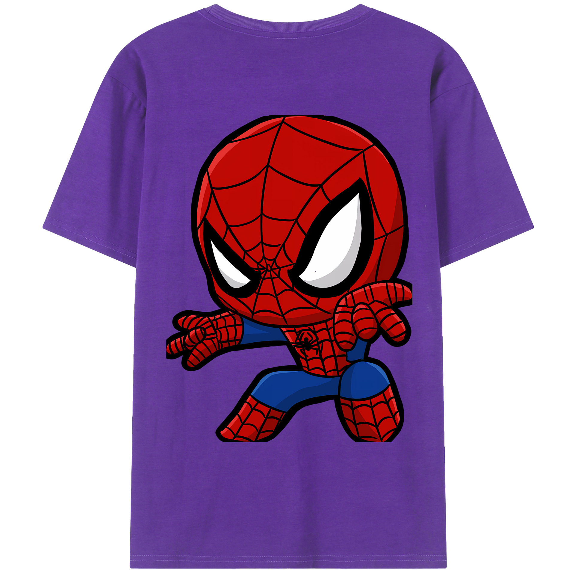 （画像用） Spider Man スパイダーマン 綿100％ メンズ半袖Tシャツ（バックプリント） 通気性