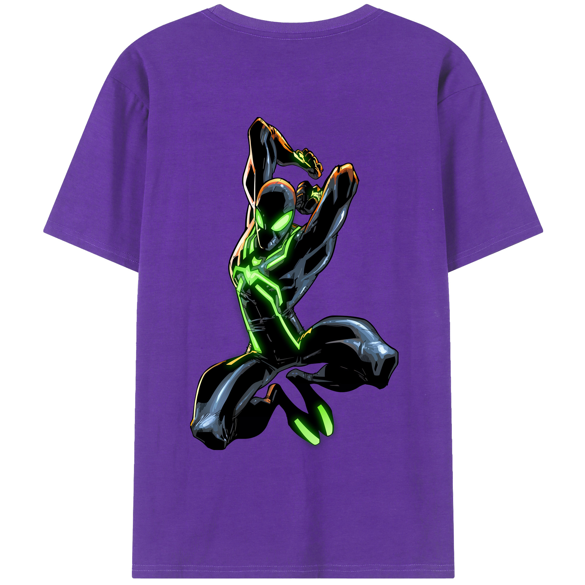 （画像用） Spider Man スパイダーマン 綿100％ メンズ半袖Tシャツ（バックプリント） 通気性