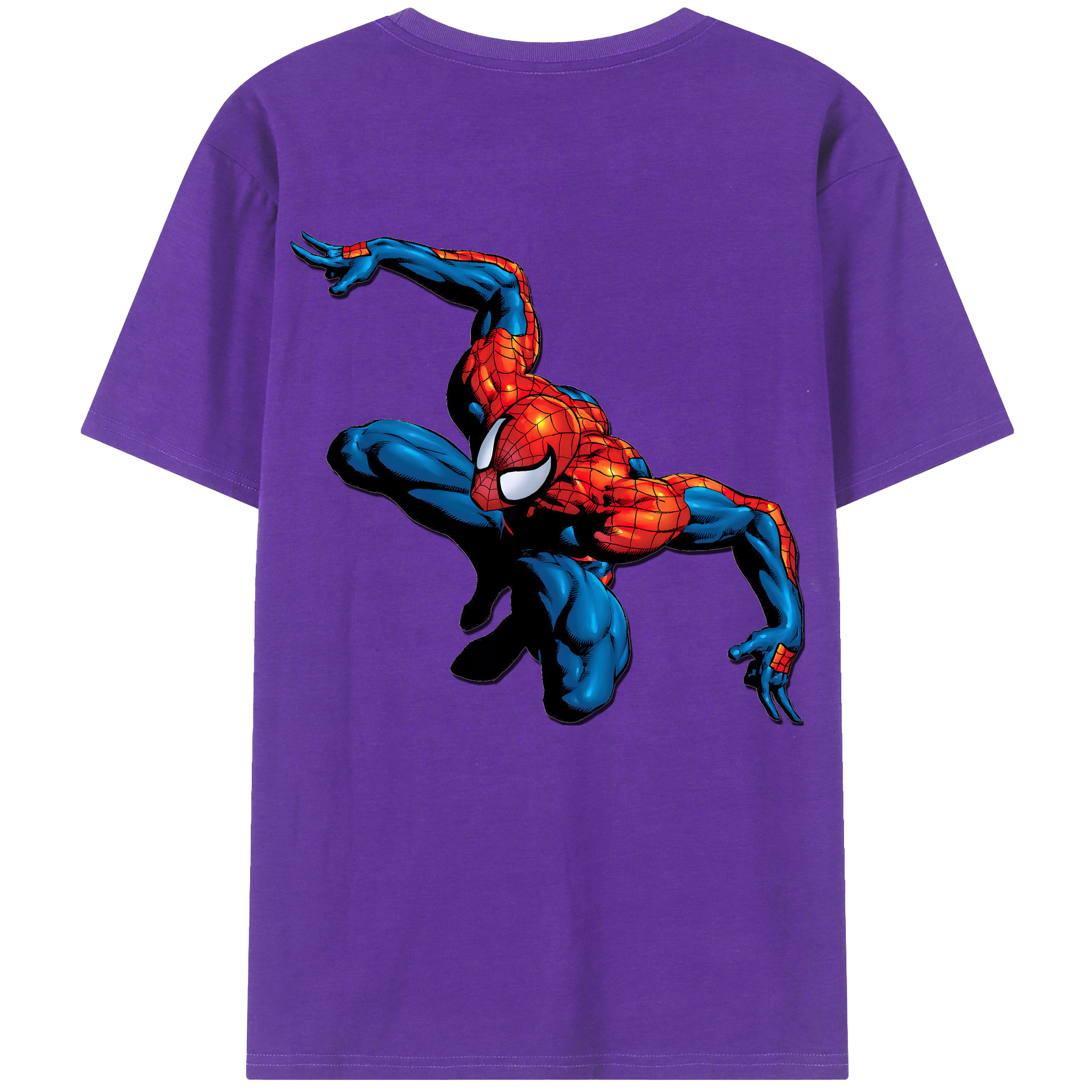 （画像用） Spider Man スパイダーマン 綿100％ メンズ半袖Tシャツ（バックプリント） 通気性