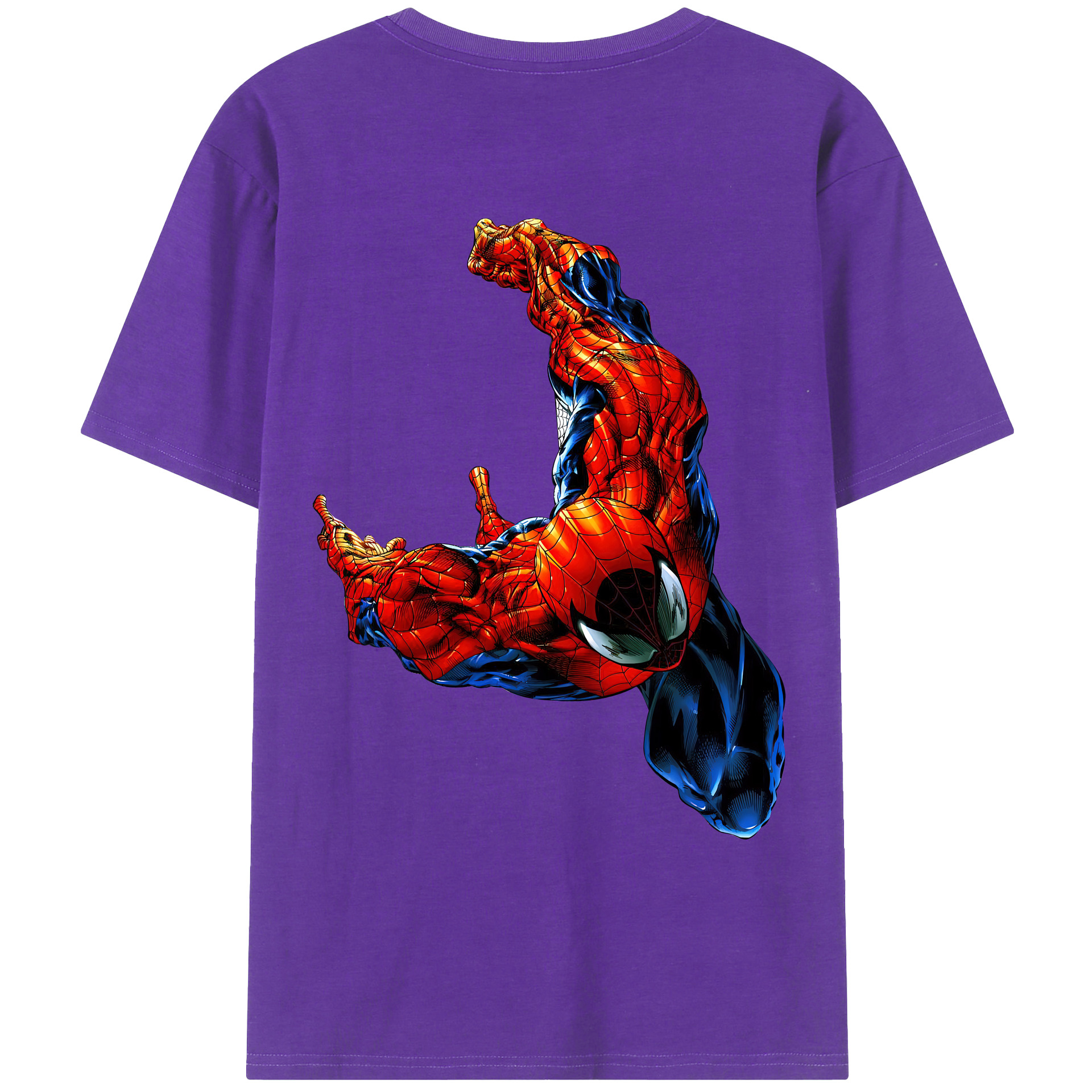 （画像用） Spider Man スパイダーマン 綿100％ メンズ半袖Tシャツ（バックプリント） 通気性