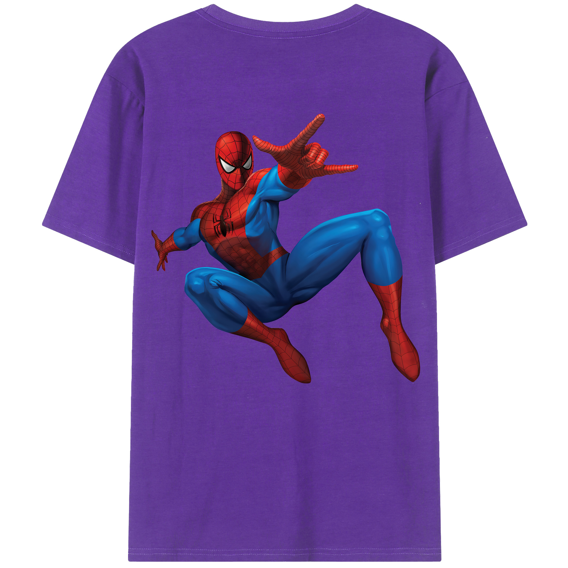 （画像用） Spider Man スパイダーマン 綿100％ メンズ半袖Tシャツ（バックプリント） 通気性