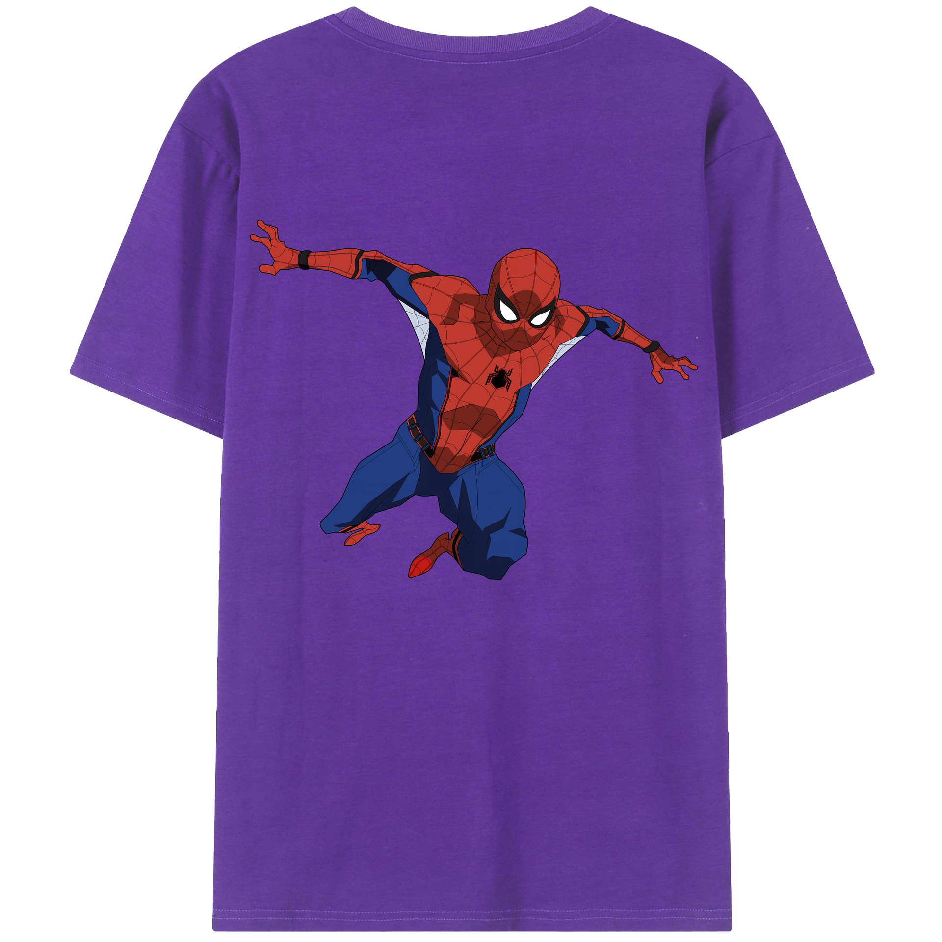 （画像用） Spider Man スパイダーマン 綿100％ メンズ半袖Tシャツ（バックプリント） 通気性