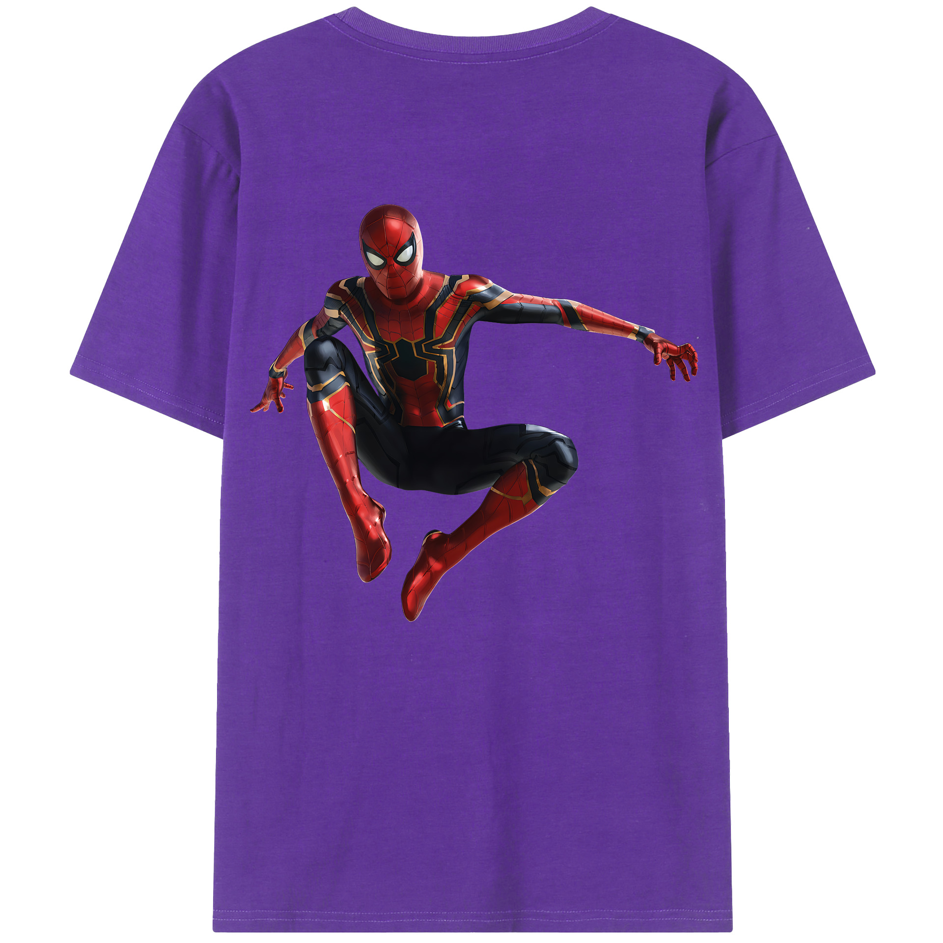 （画像用） Spider Man スパイダーマン 綿100％ メンズ半袖Tシャツ（バックプリント） 通気性