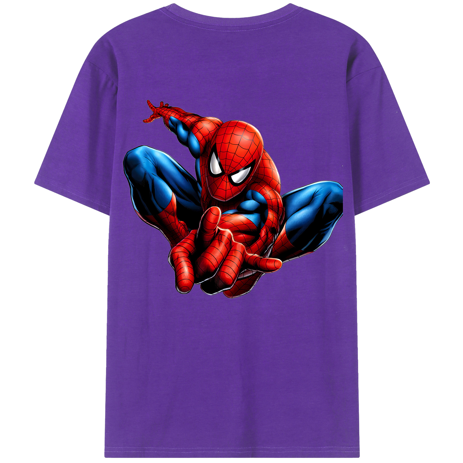 （画像用） Spider Man スパイダーマン 綿100％ メンズ半袖Tシャツ（バックプリント） 通気性
