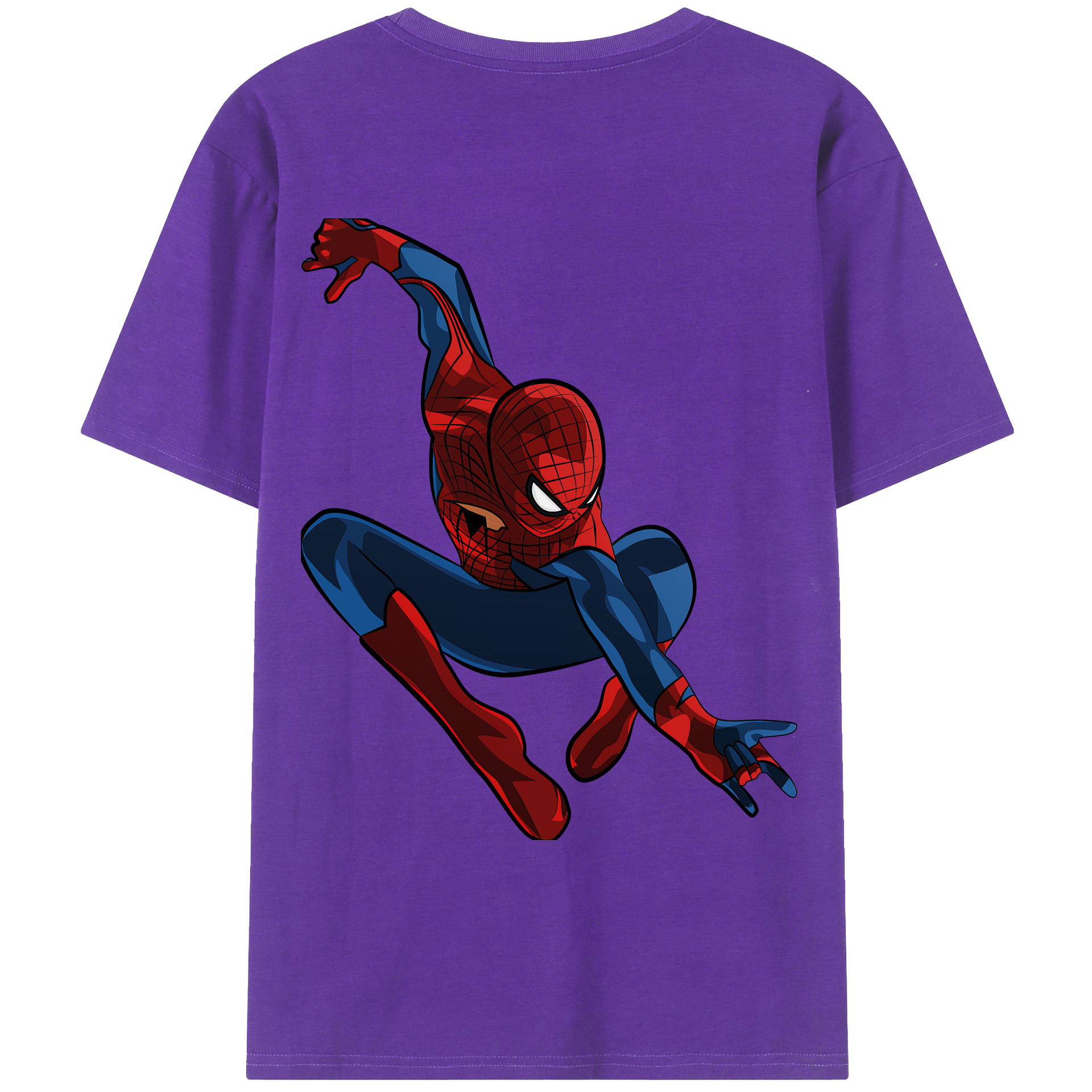 （画像用） Spider Man スパイダーマン 綿100％ メンズ半袖Tシャツ（バックプリント） 通気性