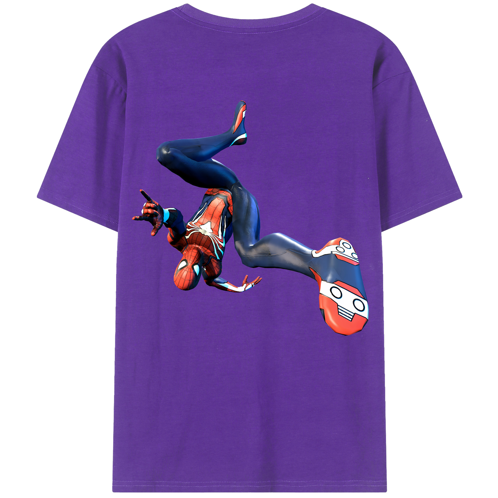 （画像用） Spider Man スパイダーマン 綿100％ メンズ半袖Tシャツ（バックプリント） 通気性