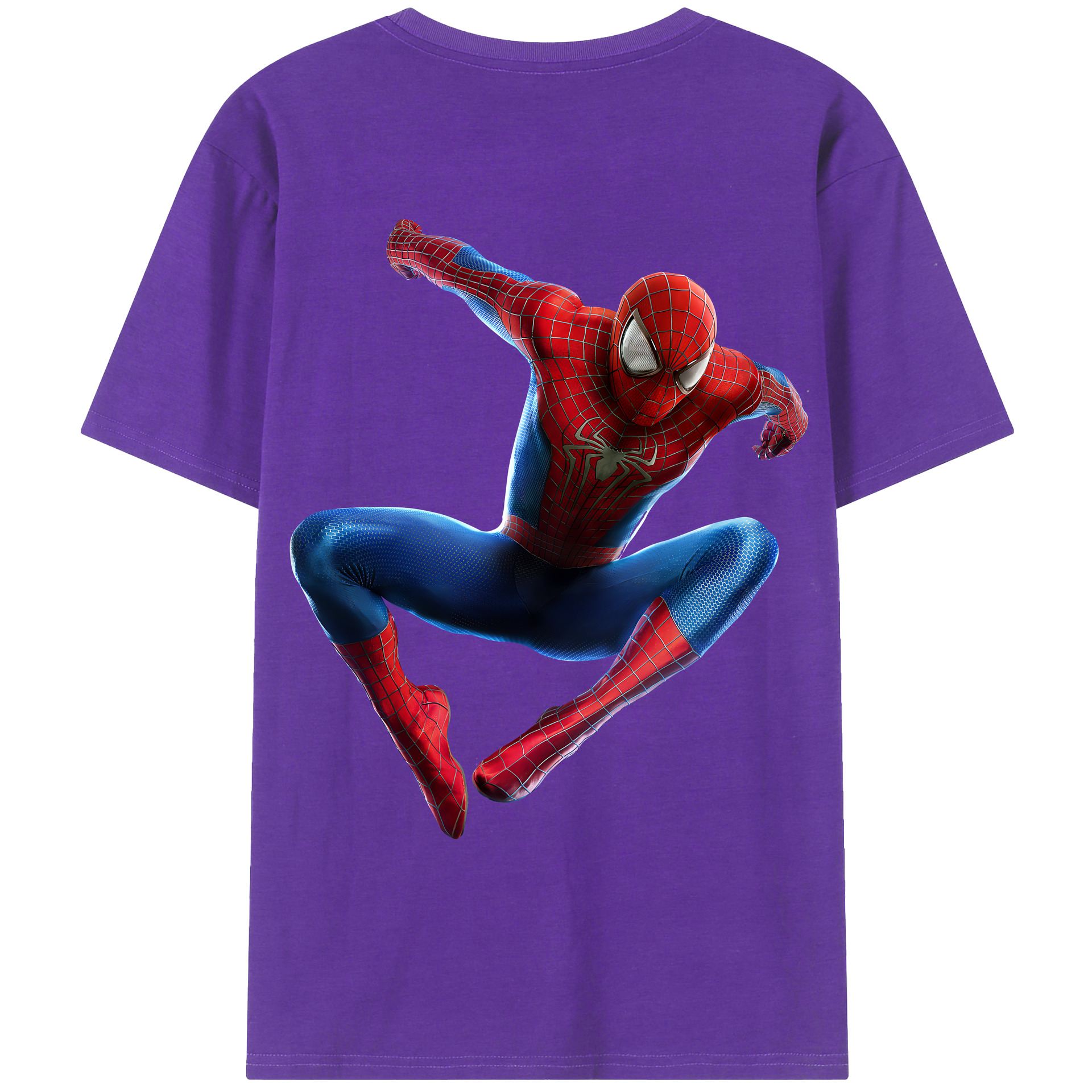 （画像用） Spider Man スパイダーマン 綿100％ メンズ半袖Tシャツ（バックプリント） 通気性