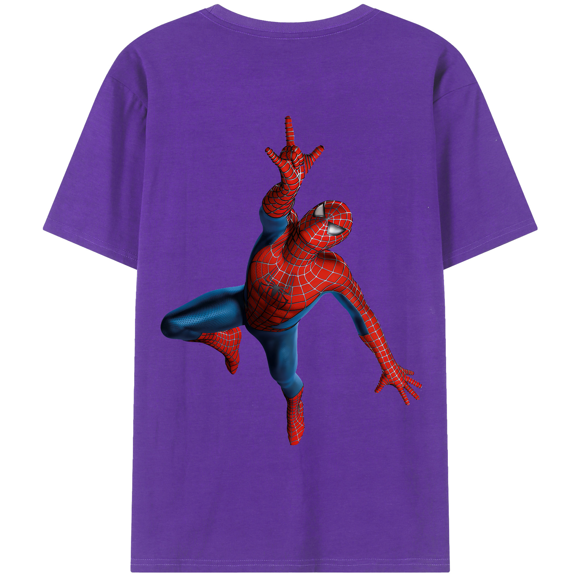 （画像用） Spider Man スパイダーマン 綿100％ メンズ半袖Tシャツ（バックプリント） 通気性