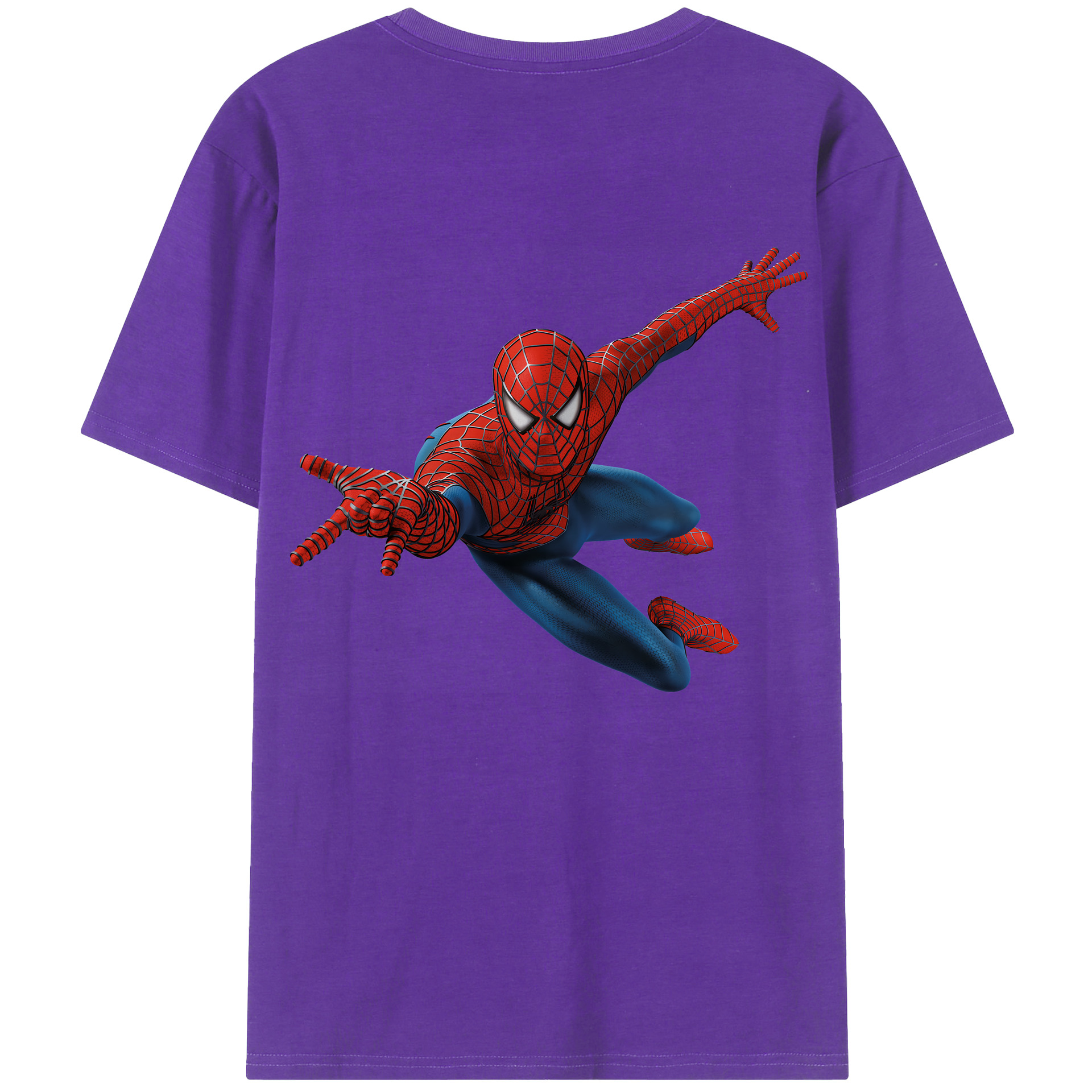 （画像用） Spider Man スパイダーマン 綿100％ メンズ半袖Tシャツ（バックプリント） 通気性