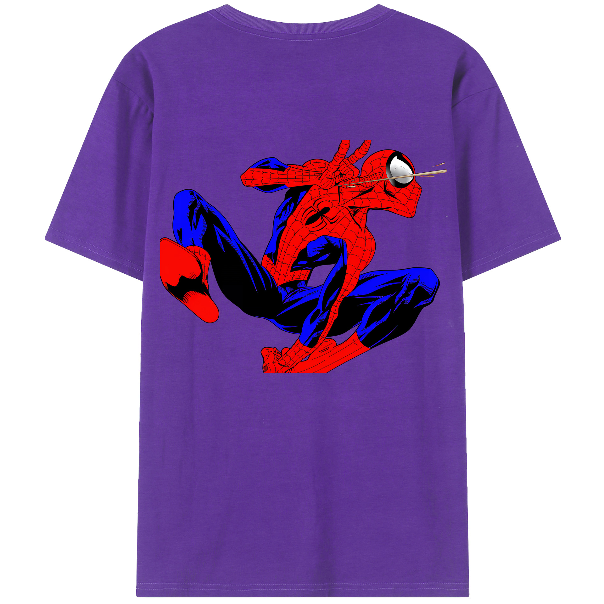 （画像用） Spider Man スパイダーマン 綿100％ メンズ半袖Tシャツ（バックプリント） 通気性