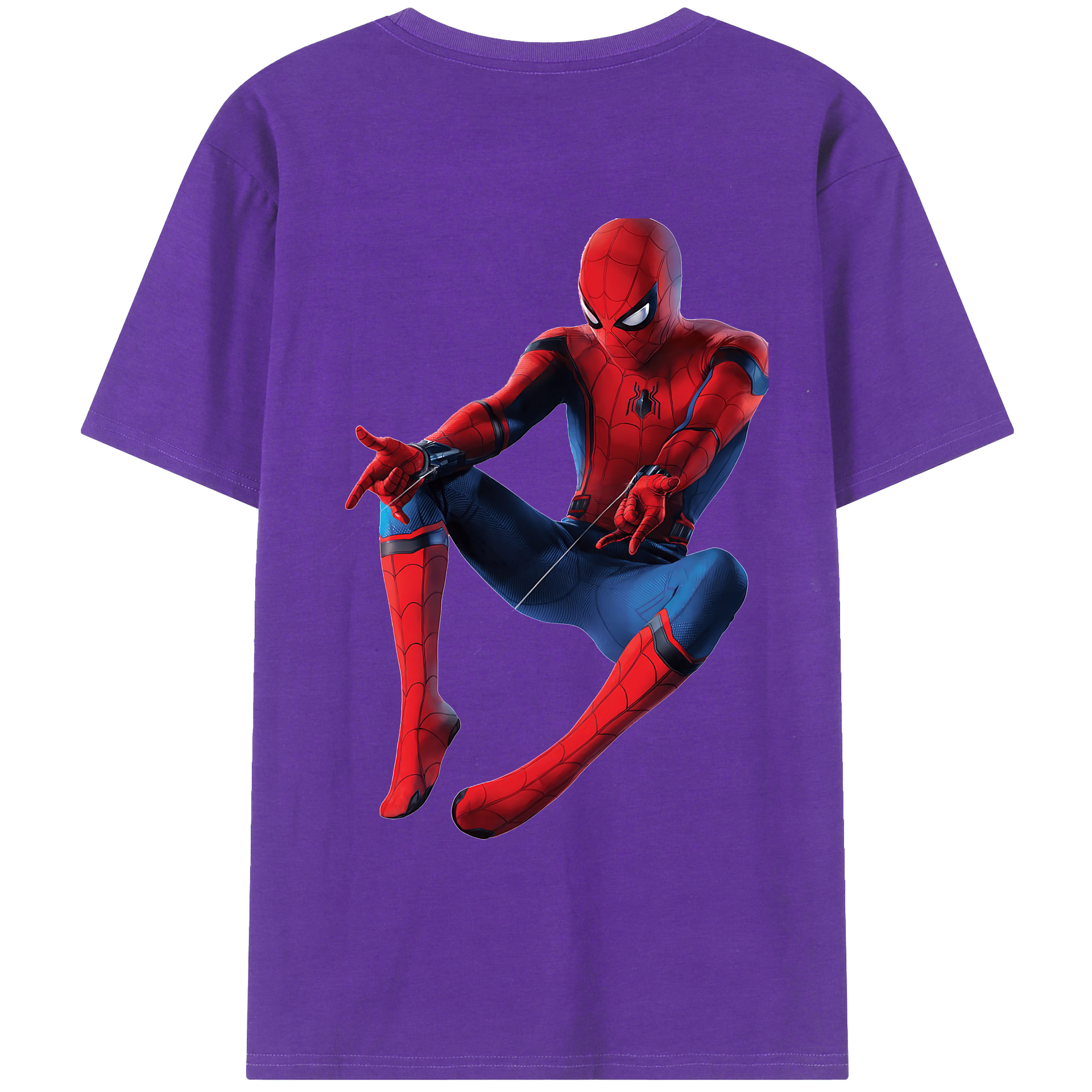 （画像用） Spider Man スパイダーマン 綿100％ メンズ半袖Tシャツ（バックプリント） 通気性