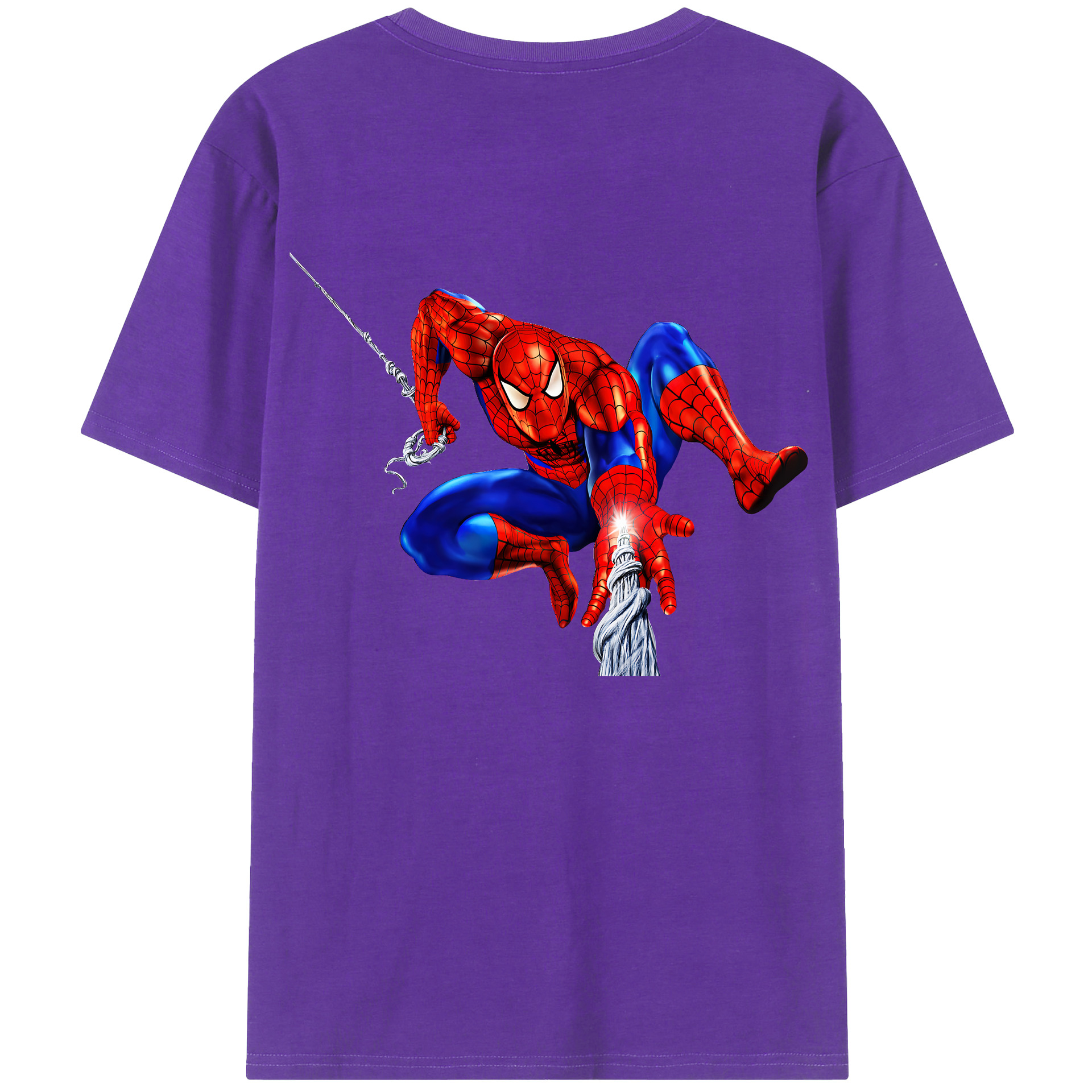 （画像用） Spider Man スパイダーマン 綿100％ メンズ半袖Tシャツ（バックプリント） 通気性
