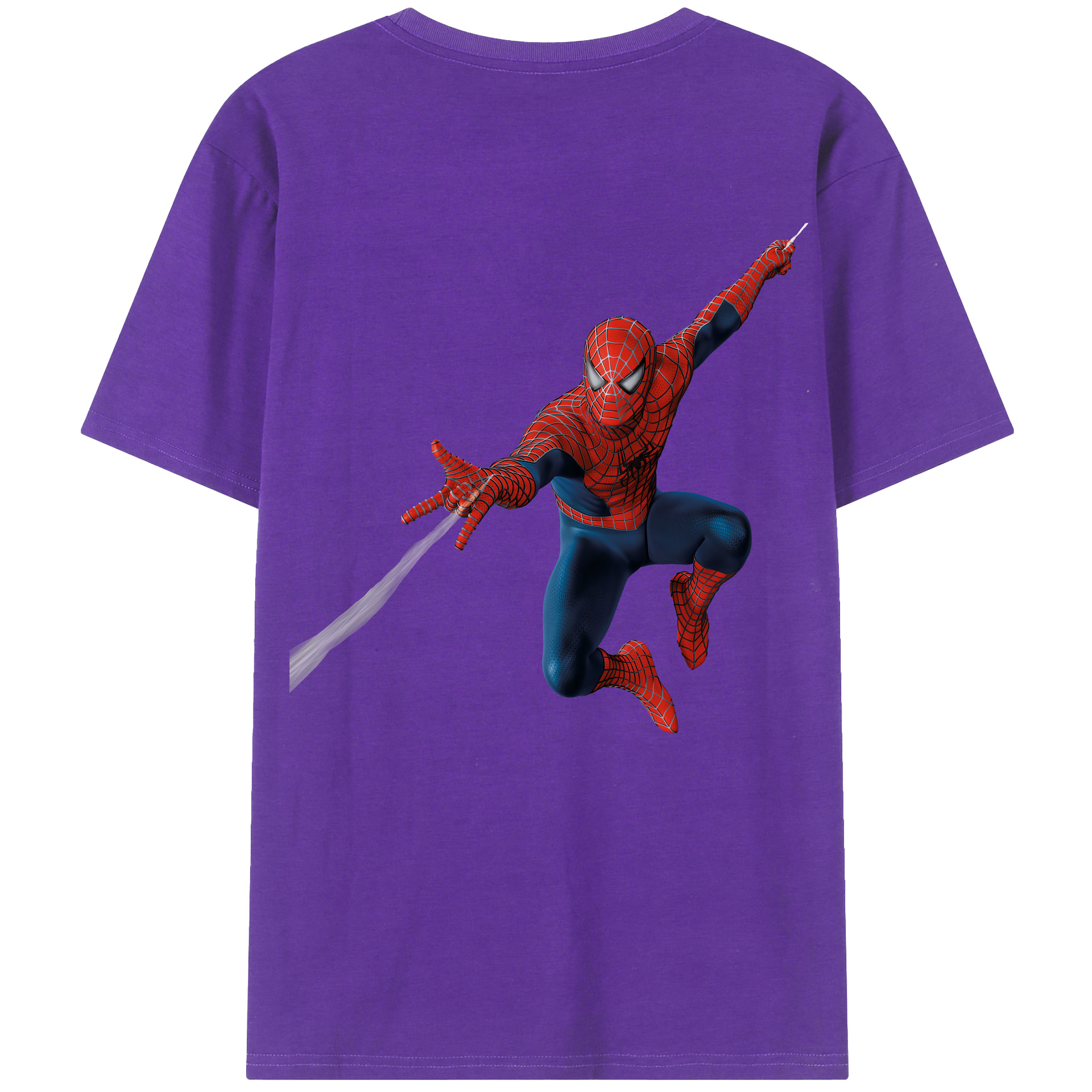 （画像用） Spider Man スパイダーマン 綿100％ メンズ半袖Tシャツ（バックプリント） 通気性