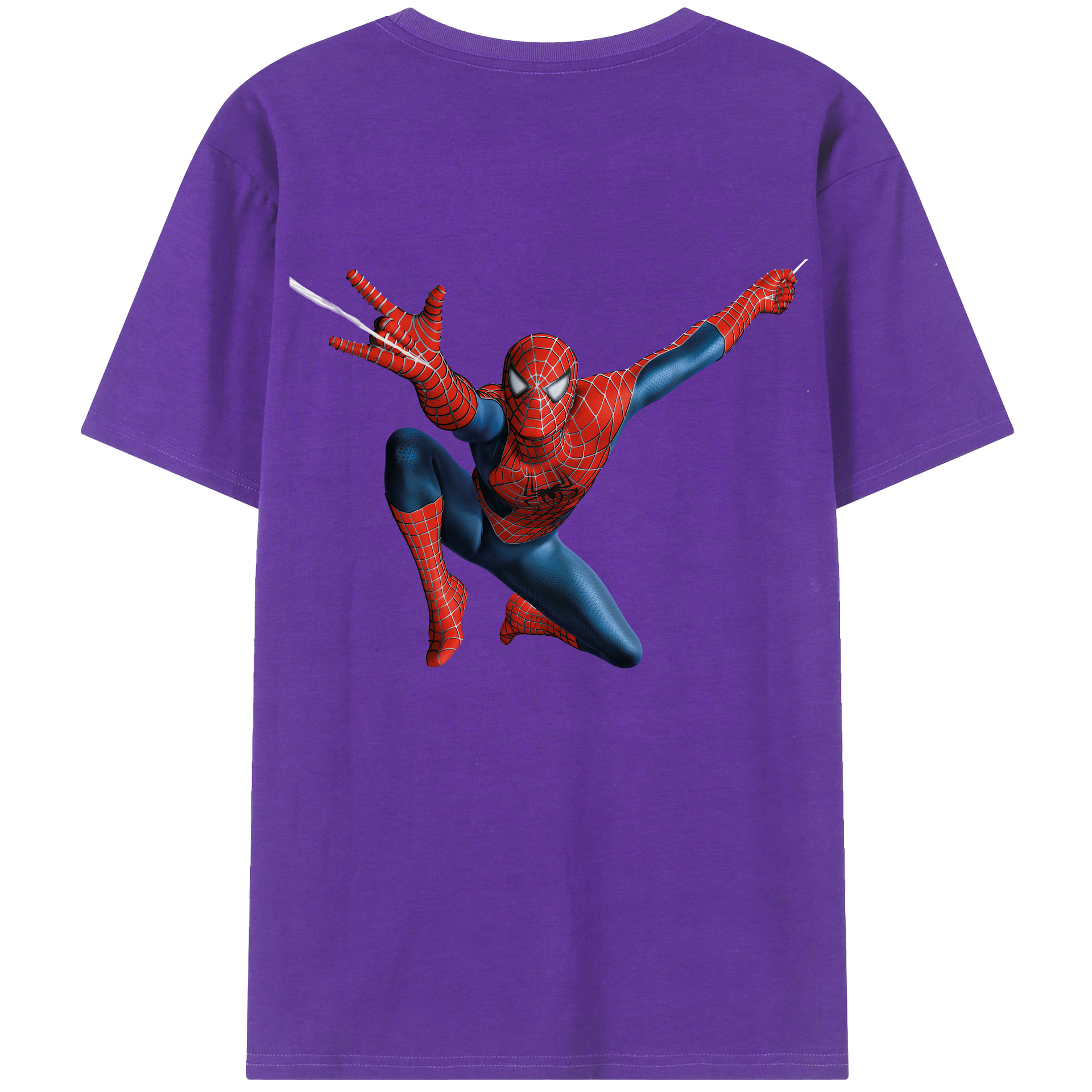 （画像用） Spider Man スパイダーマン 綿100％ メンズ半袖Tシャツ（バックプリント） 通気性