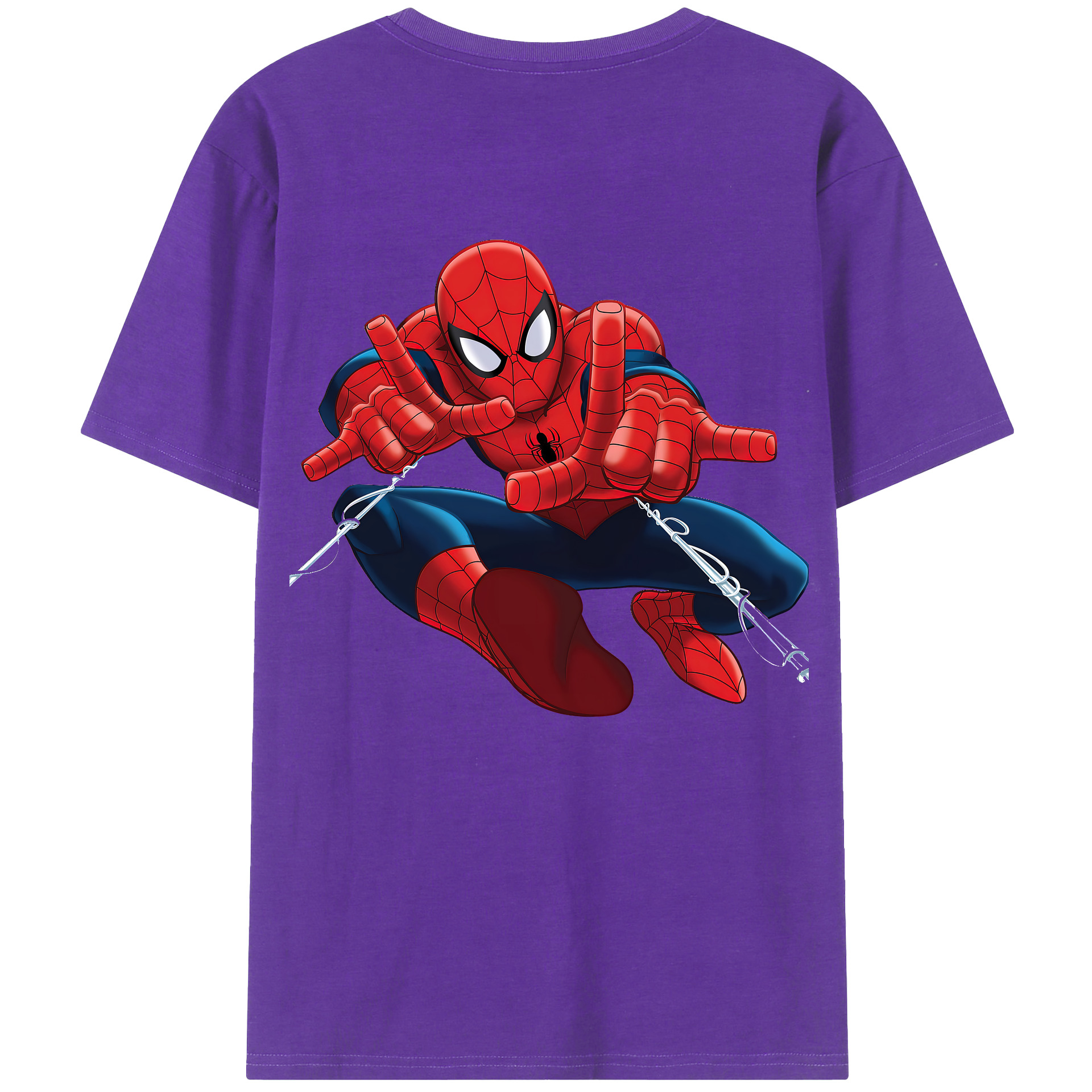 （画像用） Spider Man スパイダーマン 綿100％ メンズ半袖Tシャツ（バックプリント） 通気性