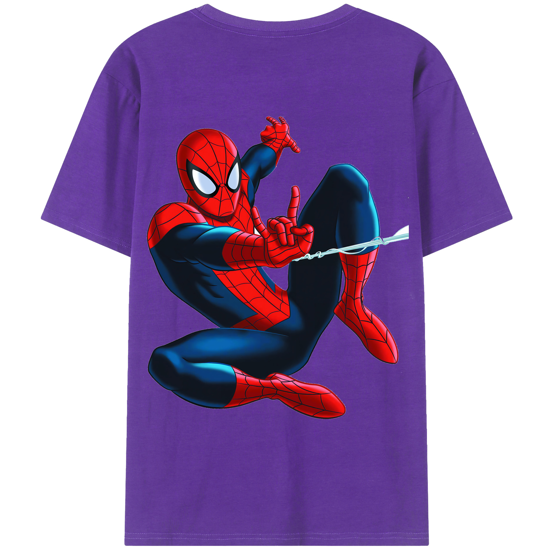 （画像用） Spider Man スパイダーマン 綿100％ メンズ半袖Tシャツ（バックプリント） 通気性
