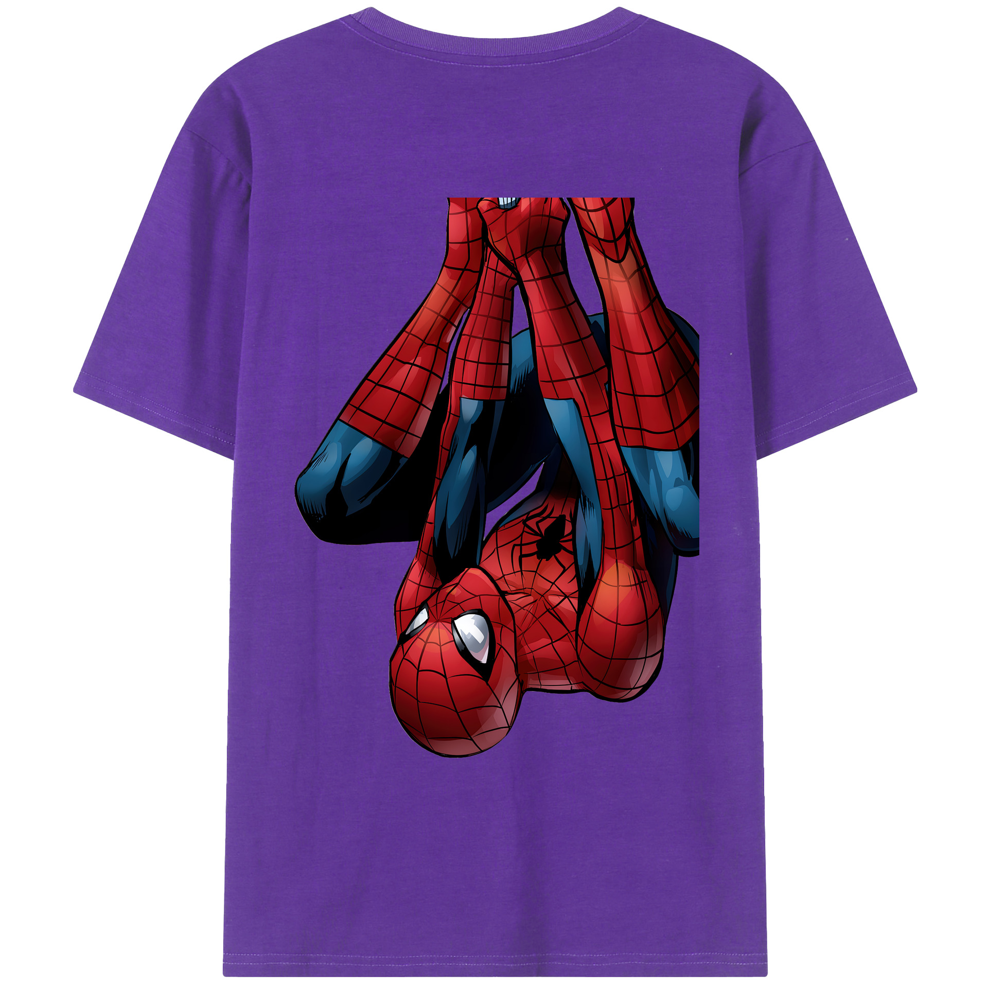 （画像用） Spider Man スパイダーマン 綿100％ メンズ半袖Tシャツ（バックプリント） 通気性