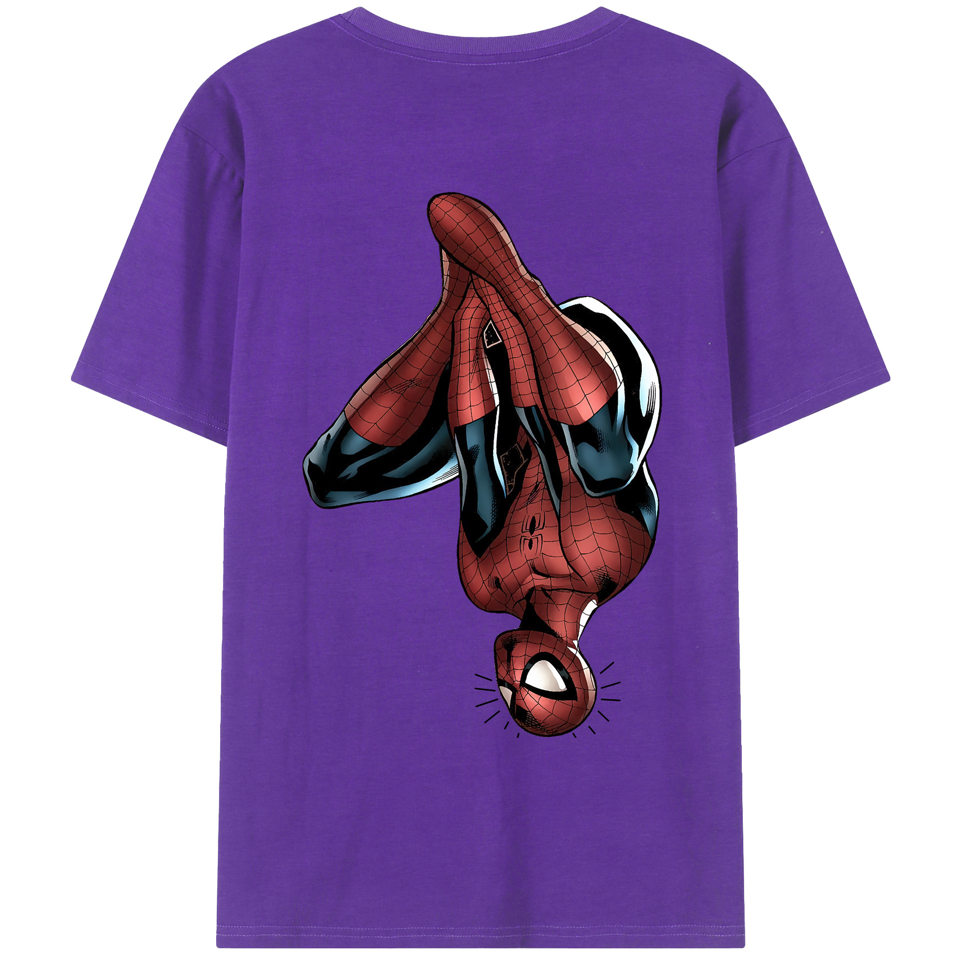（画像用） Spider Man スパイダーマン 綿100％ メンズ半袖Tシャツ（バックプリント） 通気性