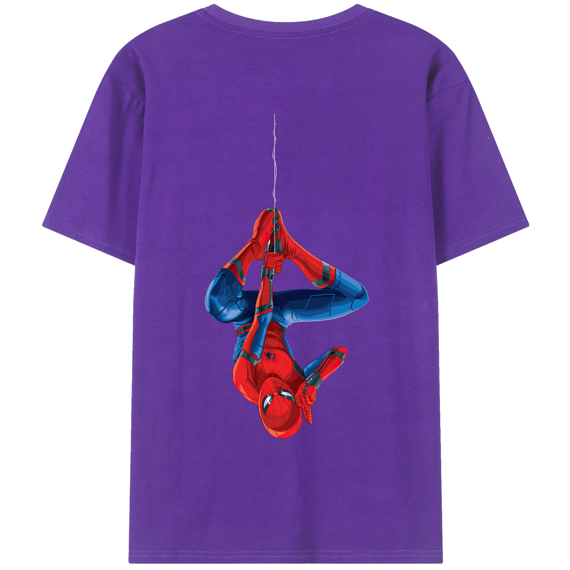 （画像用） Spider Man スパイダーマン 綿100％ メンズ半袖Tシャツ（バックプリント） 通気性