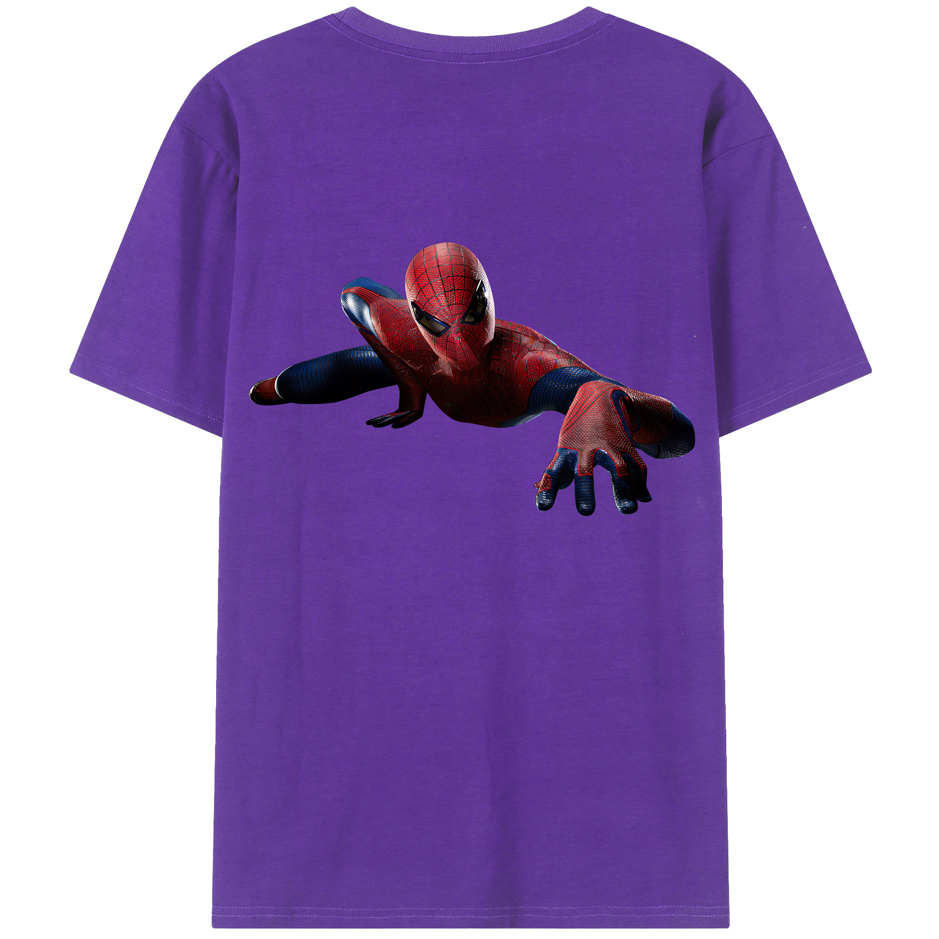 （画像用） Spider Man スパイダーマン 綿100％ メンズ半袖Tシャツ（バックプリント） 通気性