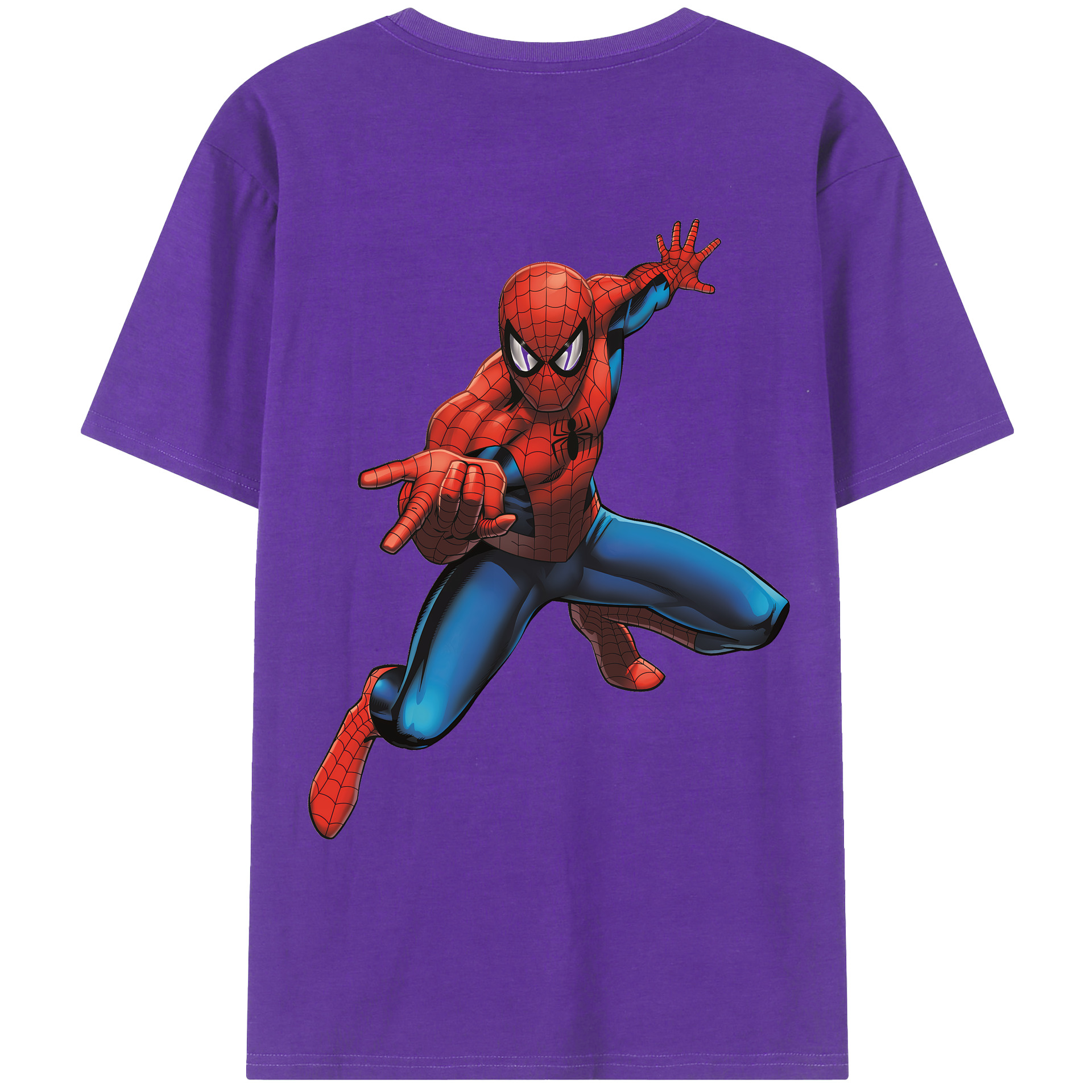 （画像用） Spider Man スパイダーマン 綿100％ メンズ半袖Tシャツ（バックプリント） 通気性