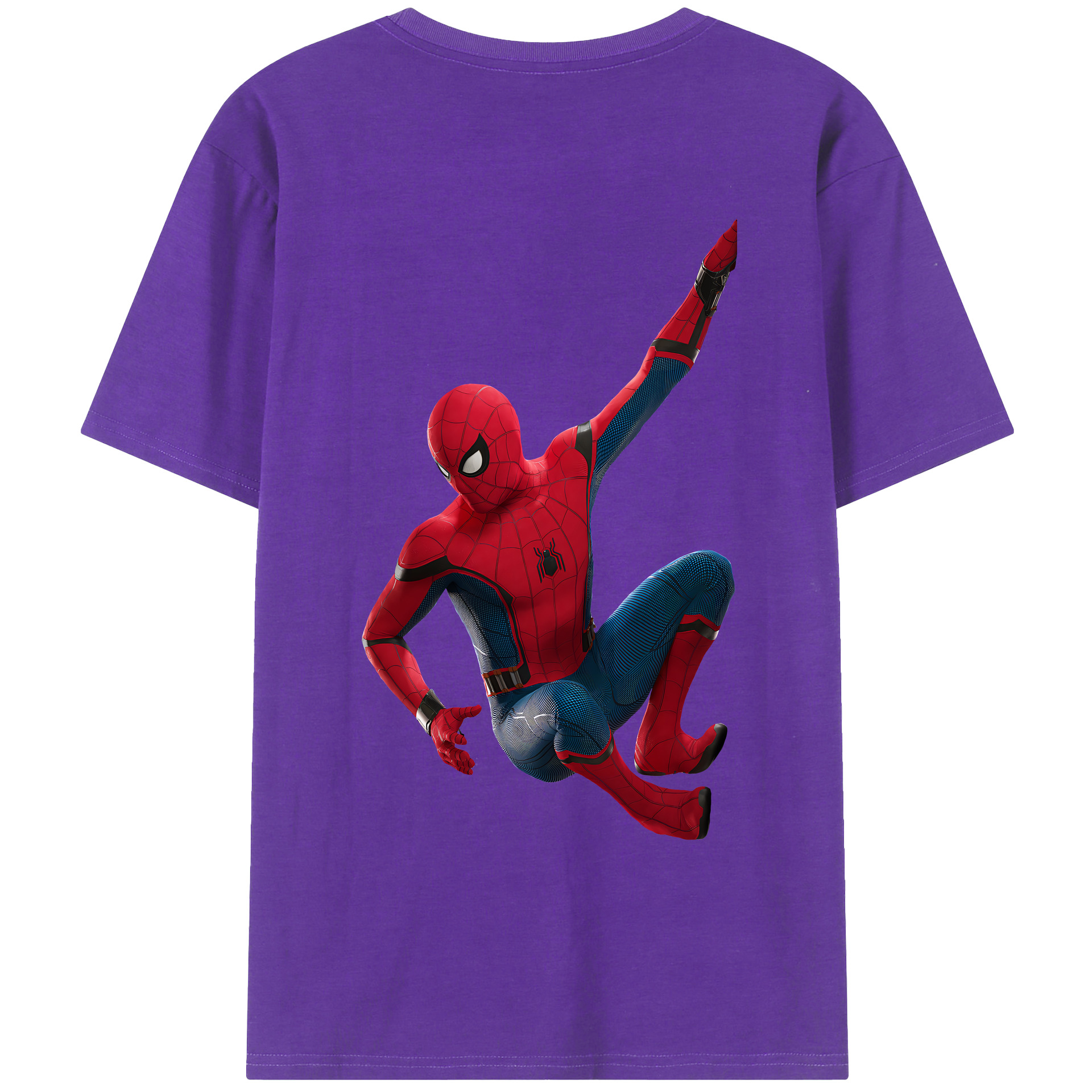（画像用） Spider Man スパイダーマン 綿100％ メンズ半袖Tシャツ（バックプリント） 通気性