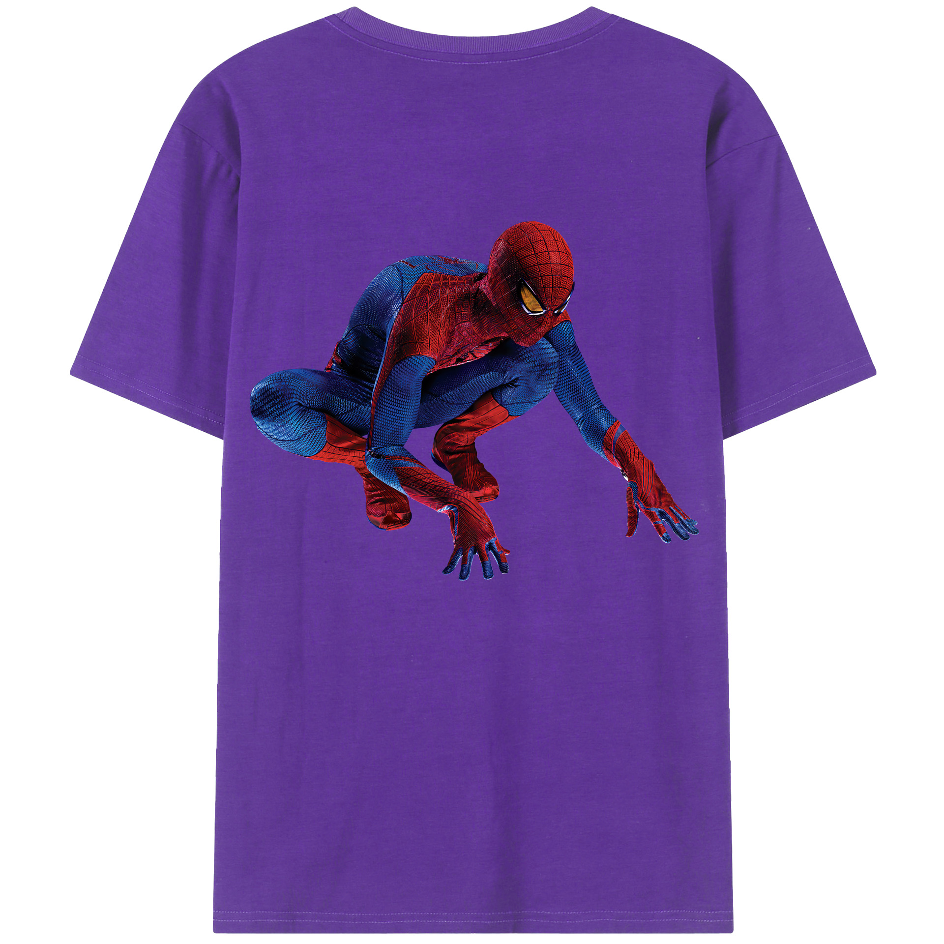 （画像用） Spider Man スパイダーマン 綿100％ メンズ半袖Tシャツ（バックプリント） 通気性