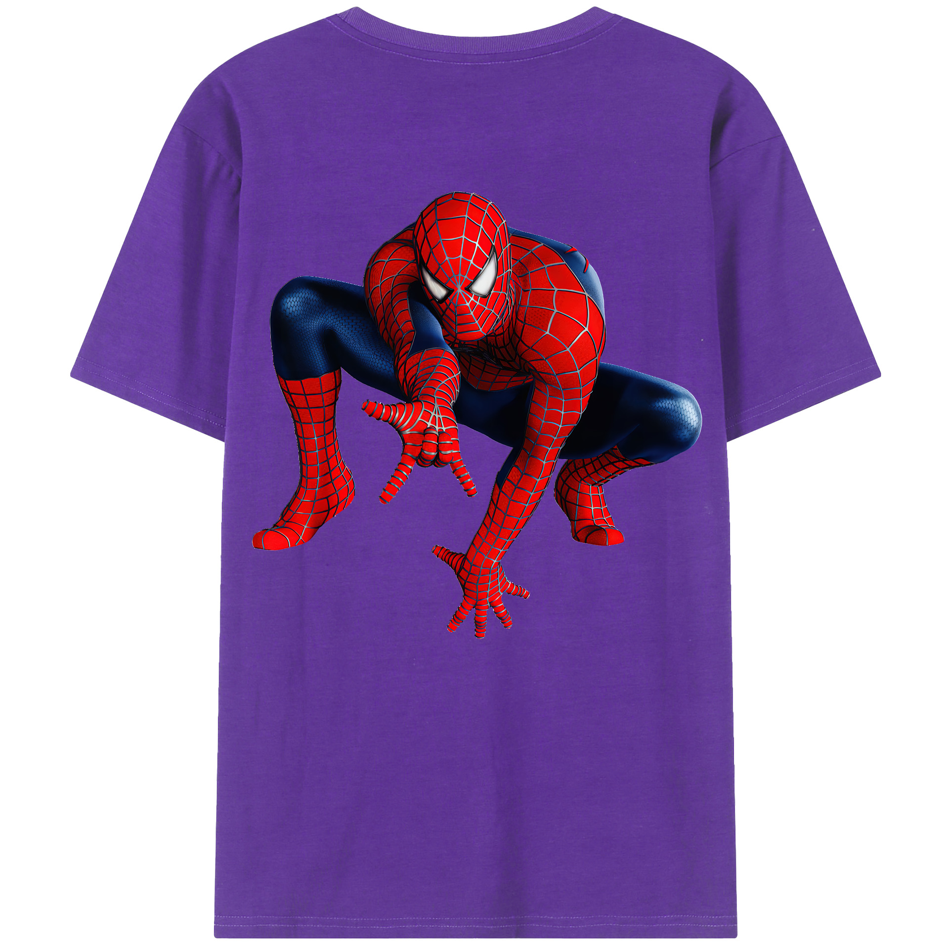 （画像用） Spider Man スパイダーマン 綿100％ メンズ半袖Tシャツ（バックプリント） 通気性